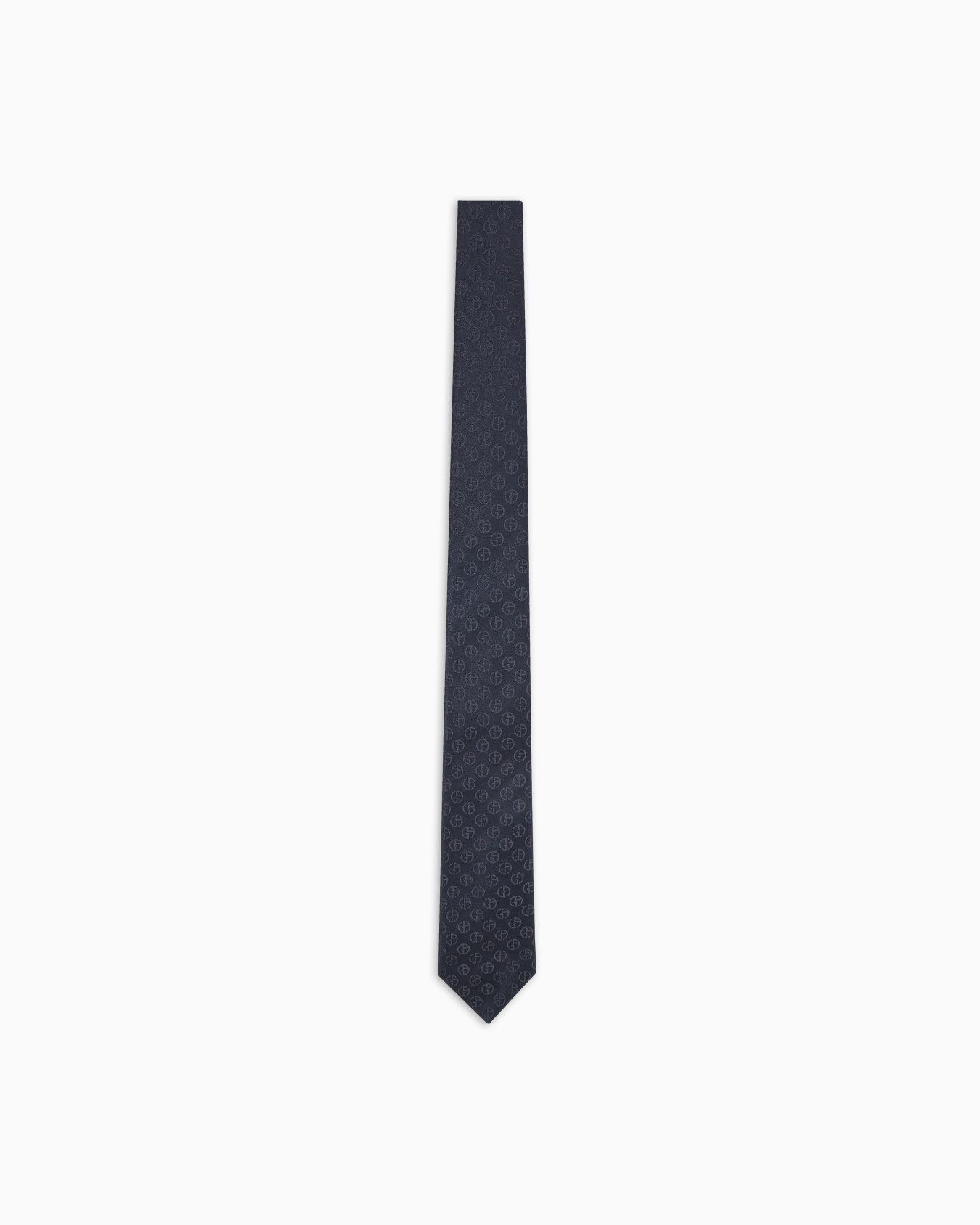 Pure silk tie with jacquard monogram Slide 0