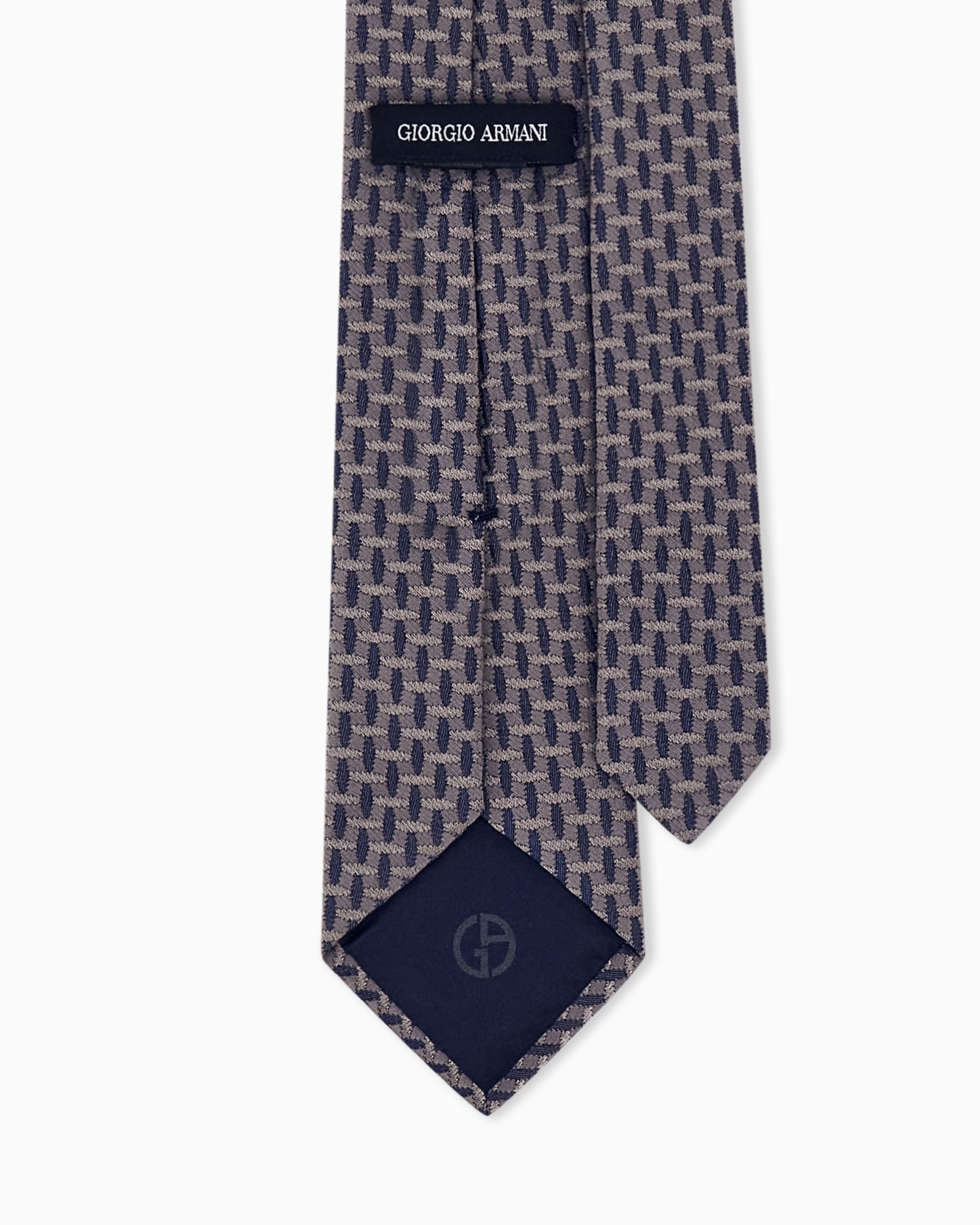 Silk tie with geometric pattern and grid texture Slide 1