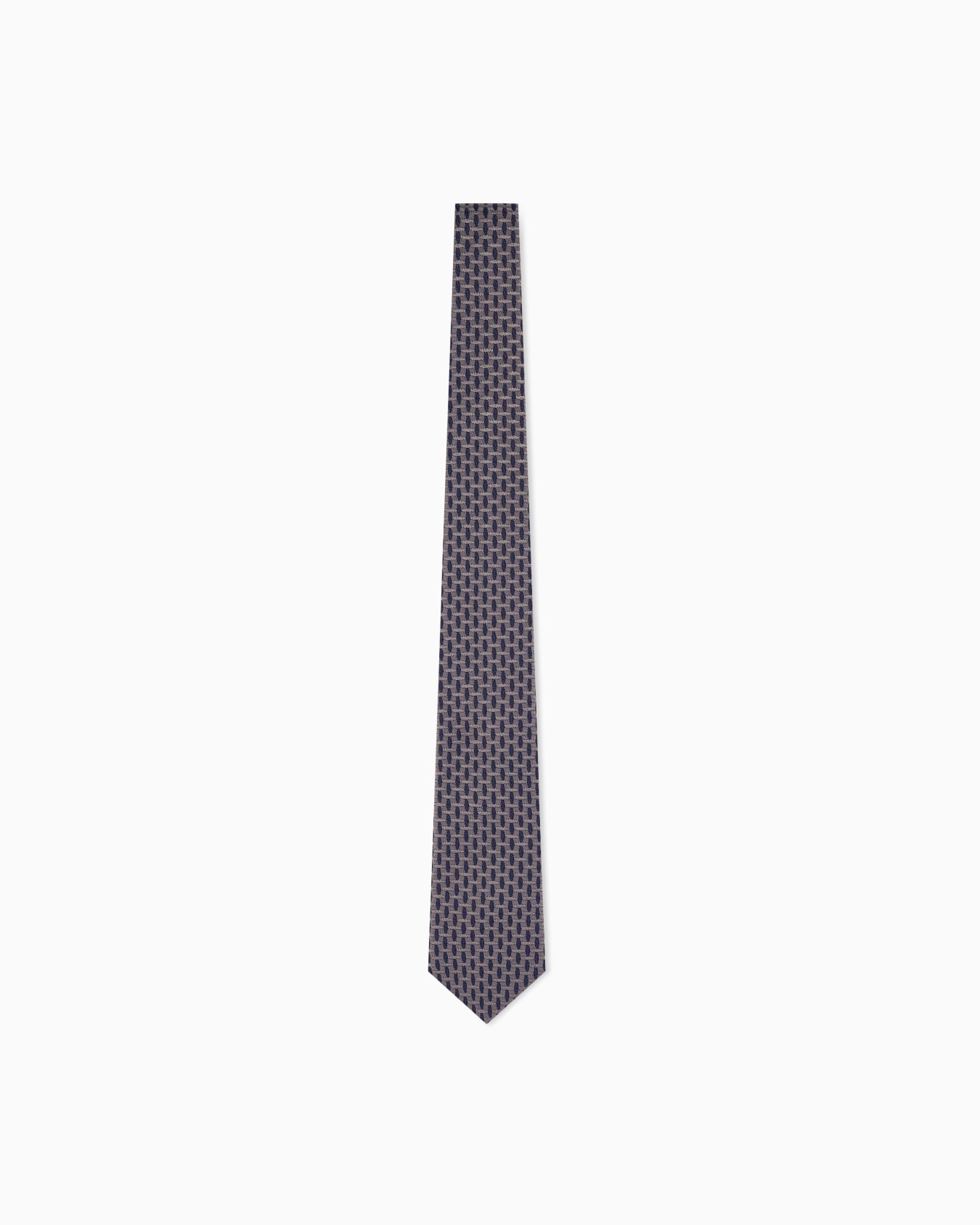 Silk tie with geometric pattern and grid texture Slide 0