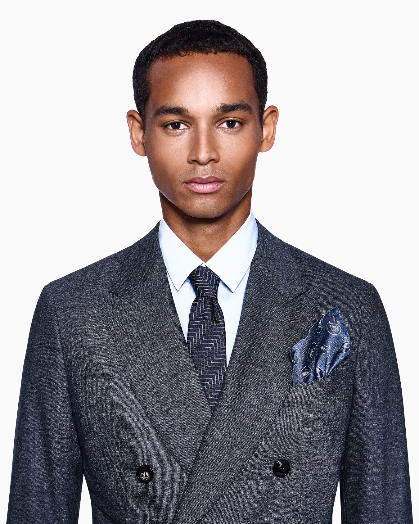 ポケットチーフ シルク ジャカードペイズリー スライドする 2