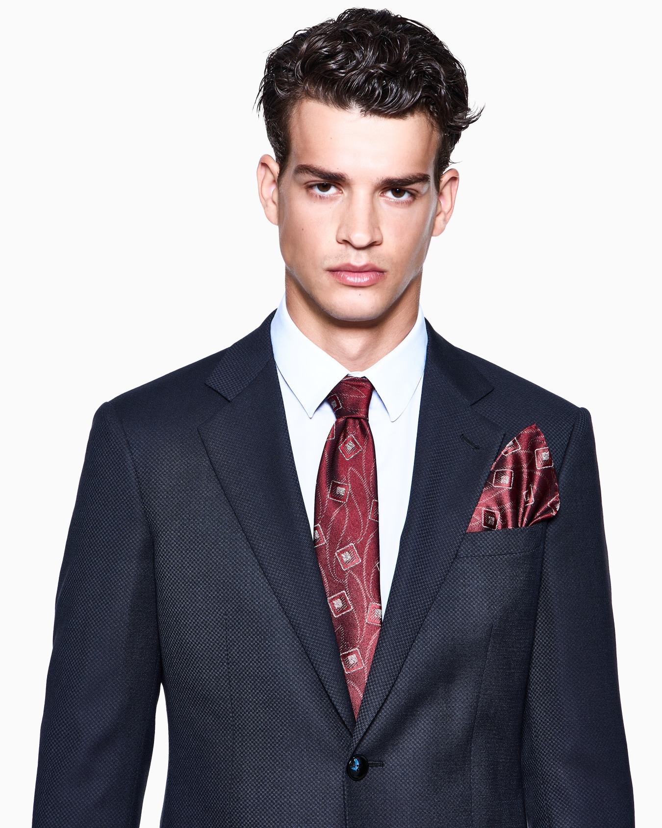 Geometric silk jacquard pocket square Slide 2