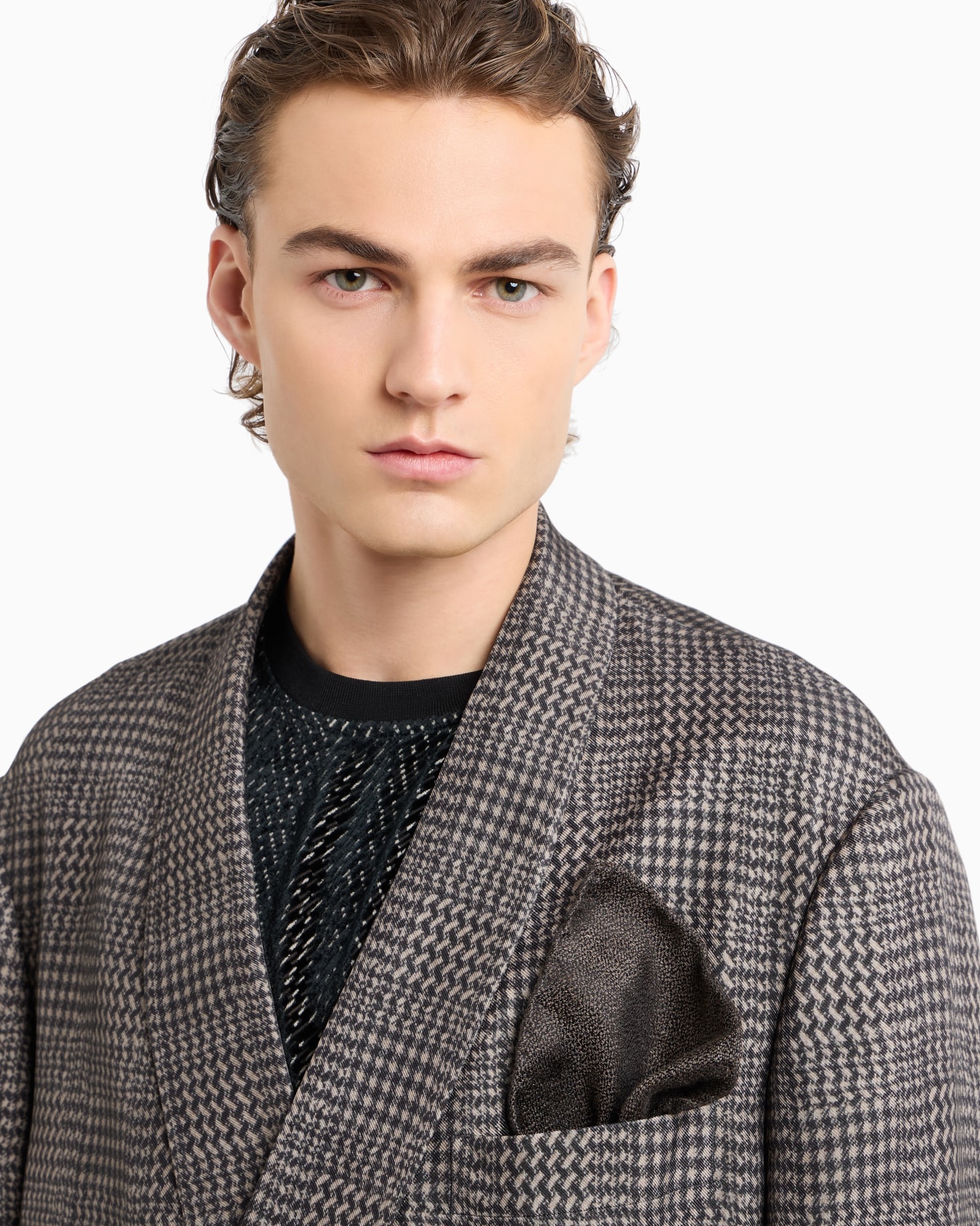 Jacquard silk and cashmere pocket square Slide 2