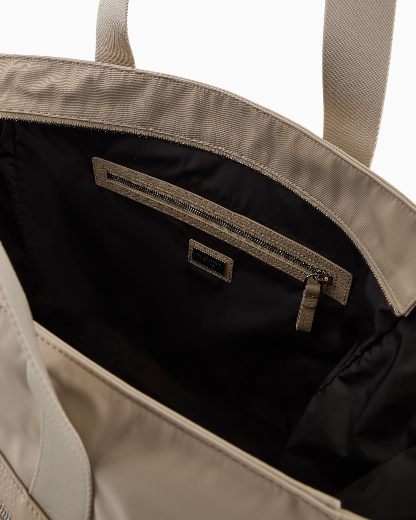 Medium shopper bag in nylon and pebbled leather Slide 3