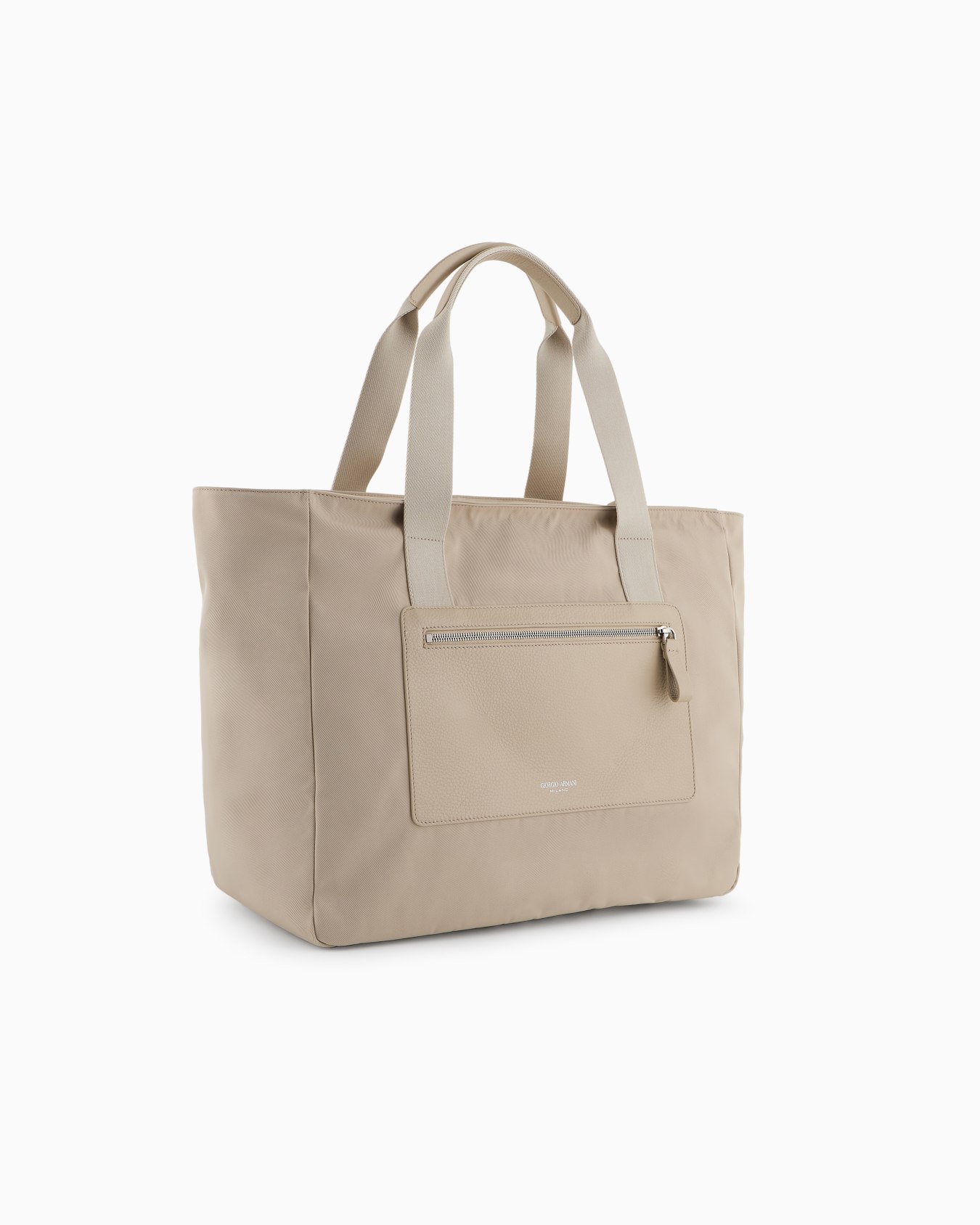 Medium shopper bag in nylon and pebbled leather Slide 1