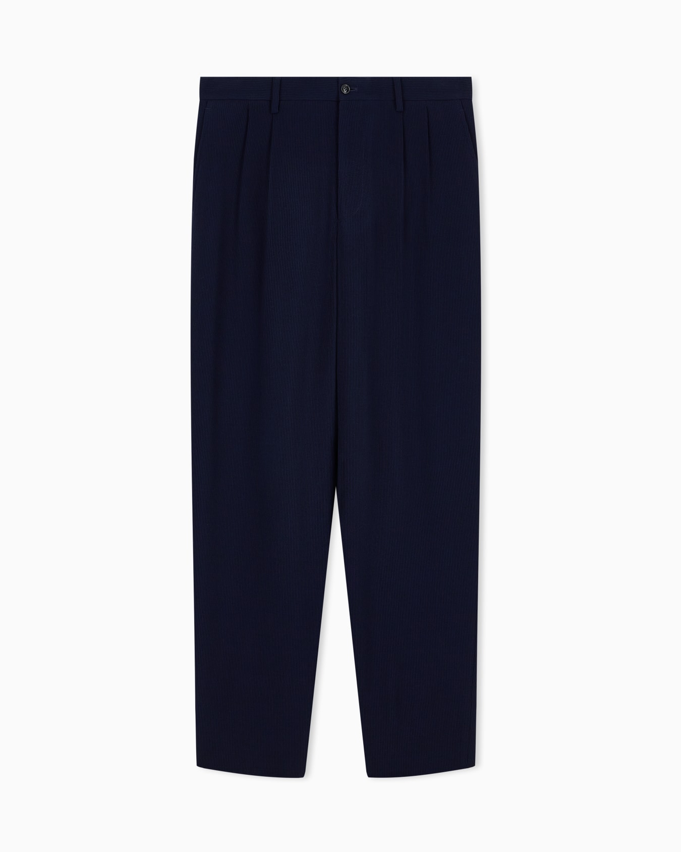 Two-pleat pants in velvet-effect virgin wool and viscose Slide 0