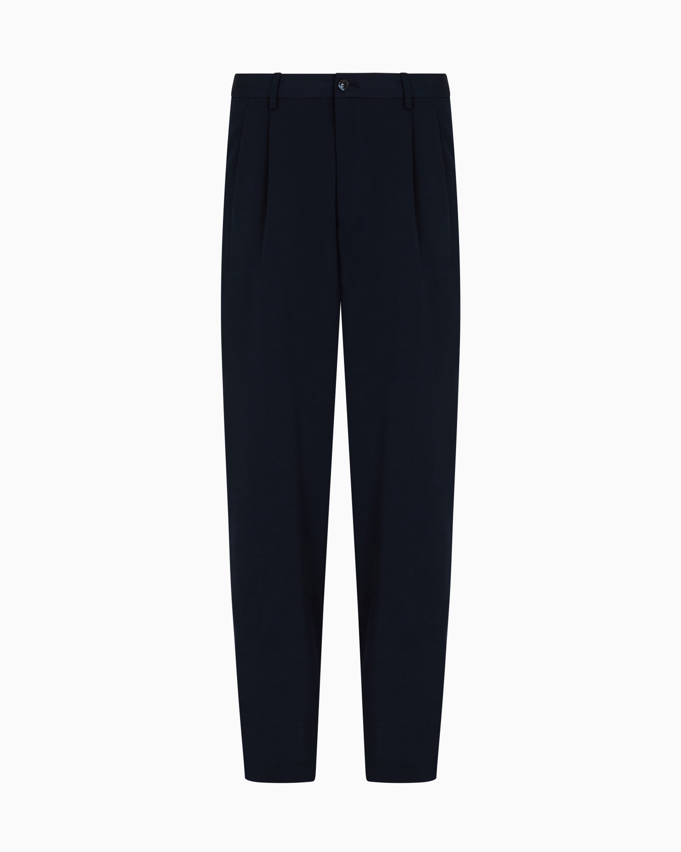 Pantalon à deux pinces en laine vierge canneté Diapositive 0