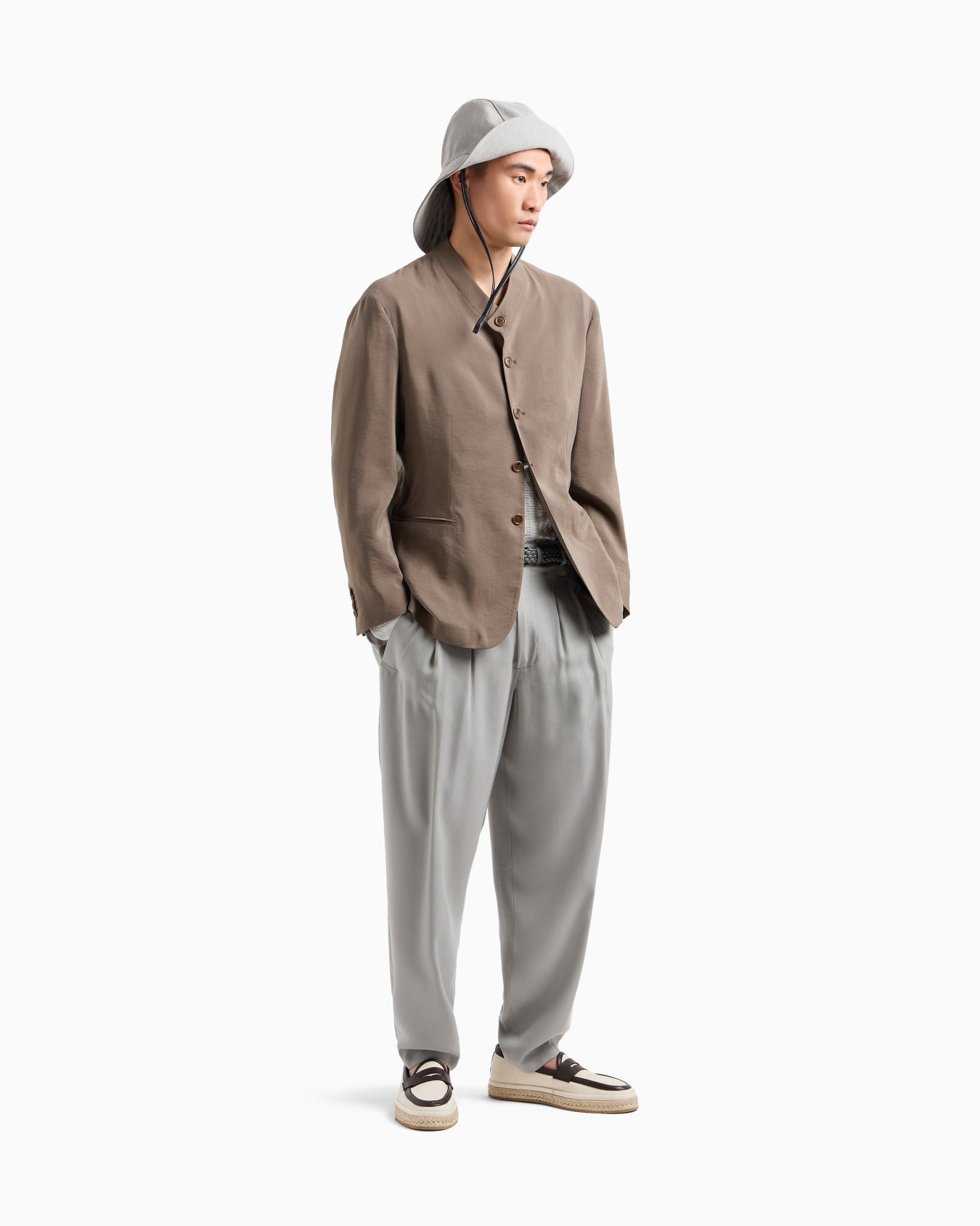Washed silk blend single-breasted jacket Slide 1