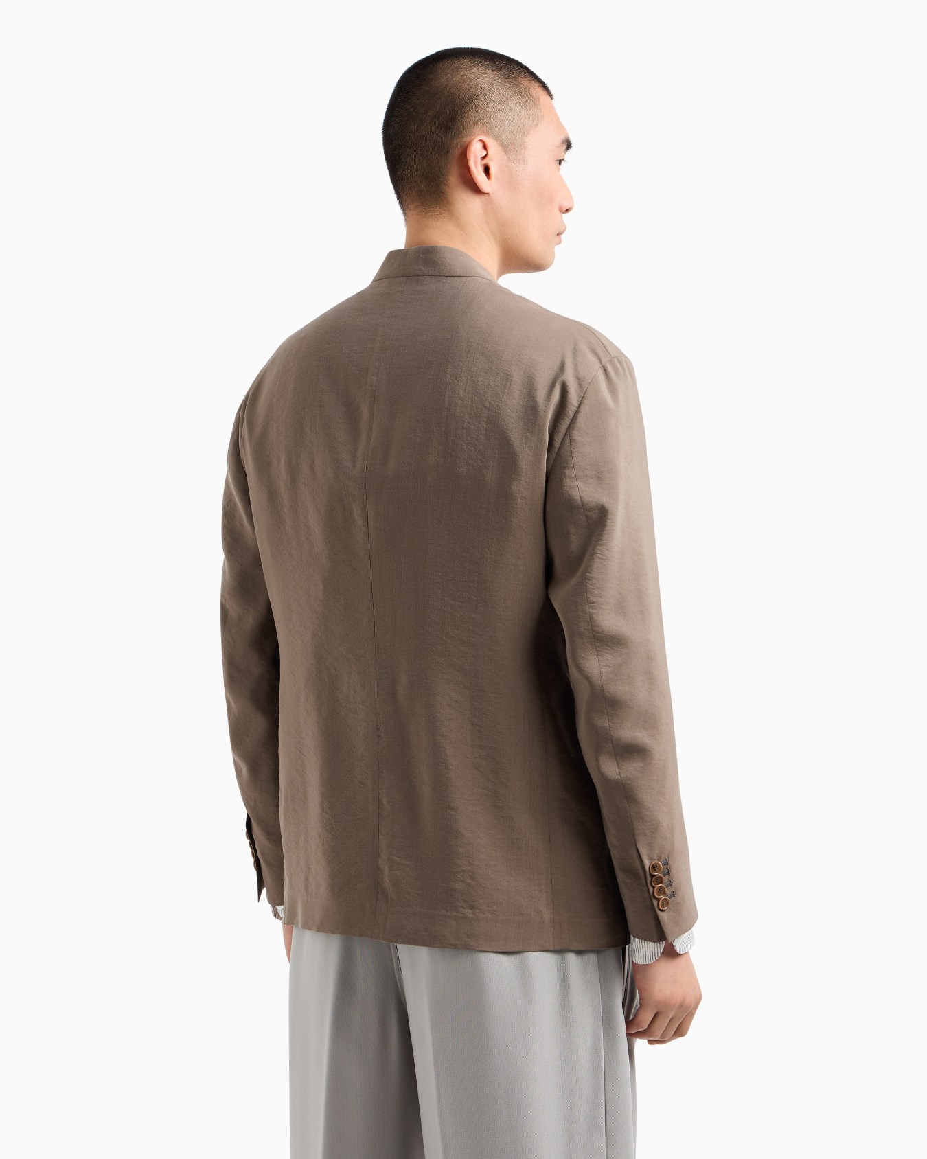 Washed silk blend single-breasted jacket Slide 2