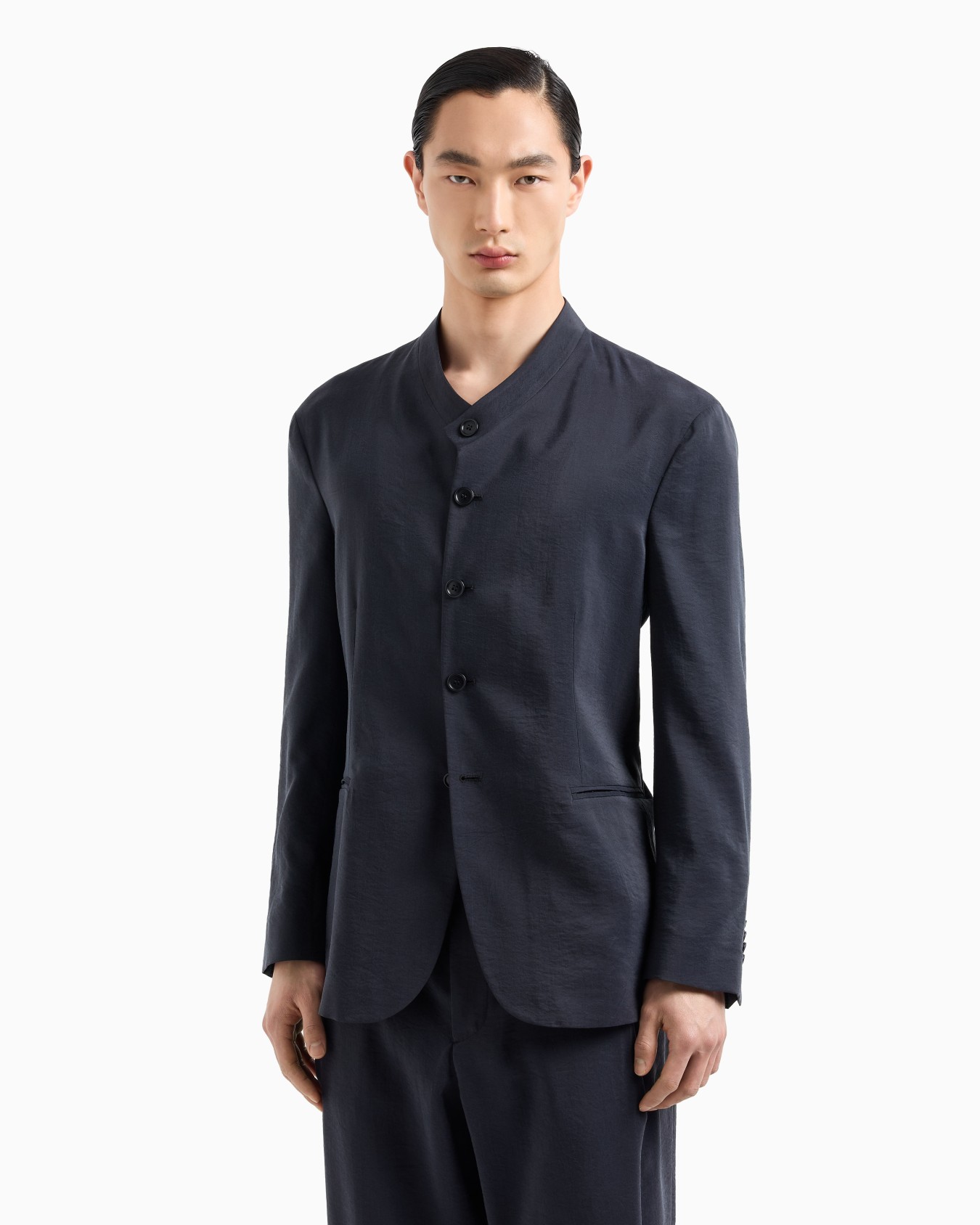 Washed silk blend single-breasted jacket Slide 3