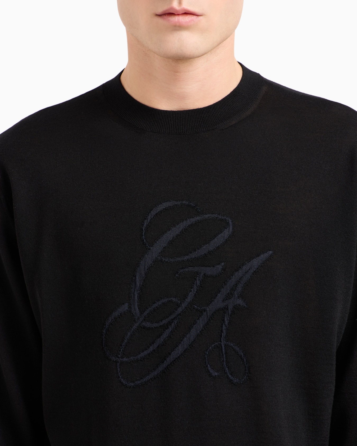 Virgin-wool, crew-neck jumper with logo  Slide 4