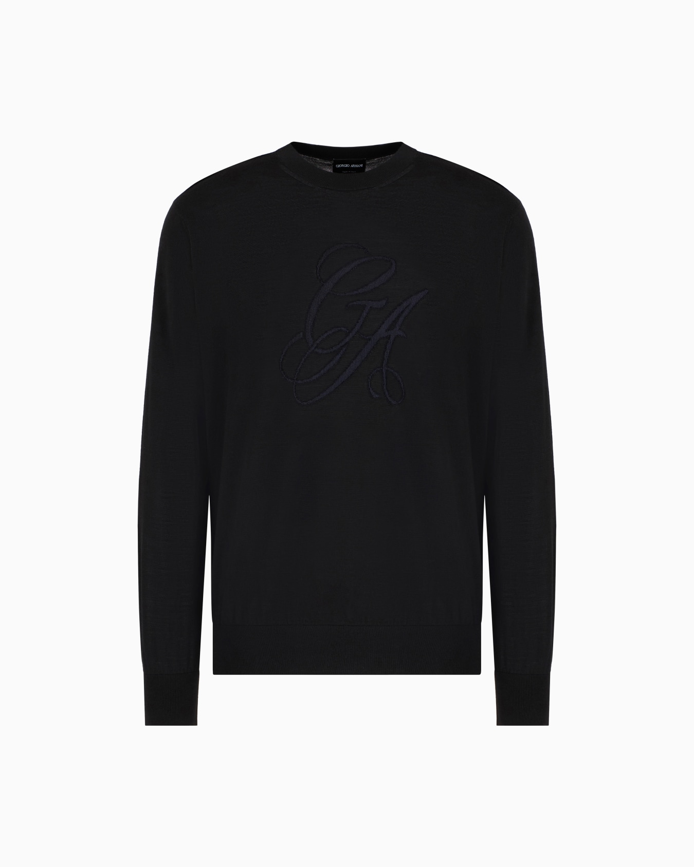 Virgin-wool, crew-neck jumper with logo  Slide 0