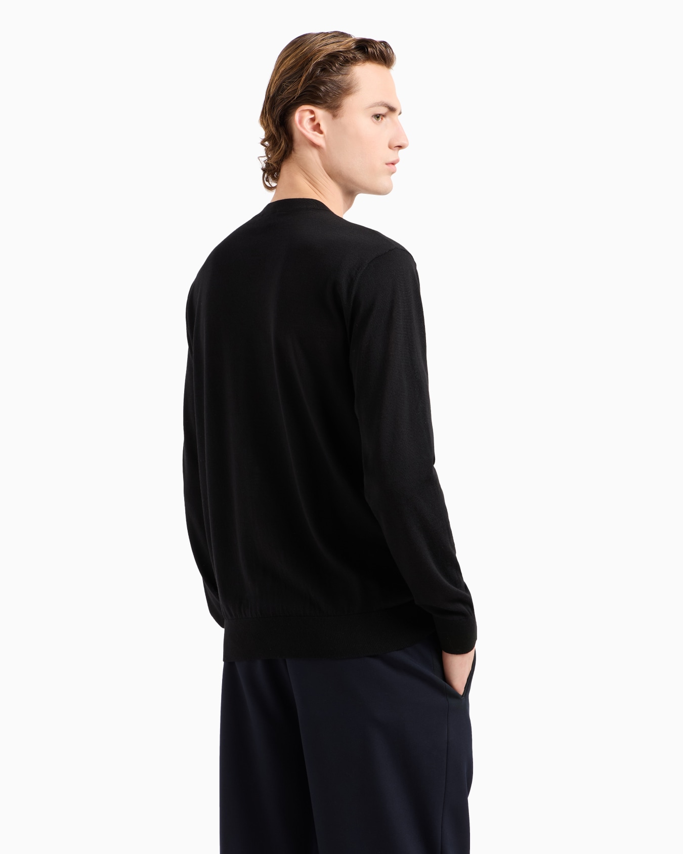 Virgin-wool, crew-neck jumper with logo  Slide 2