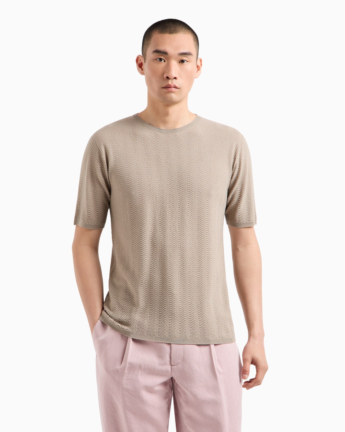 Chevron virgin wool, crew-neck jumper Slide 3