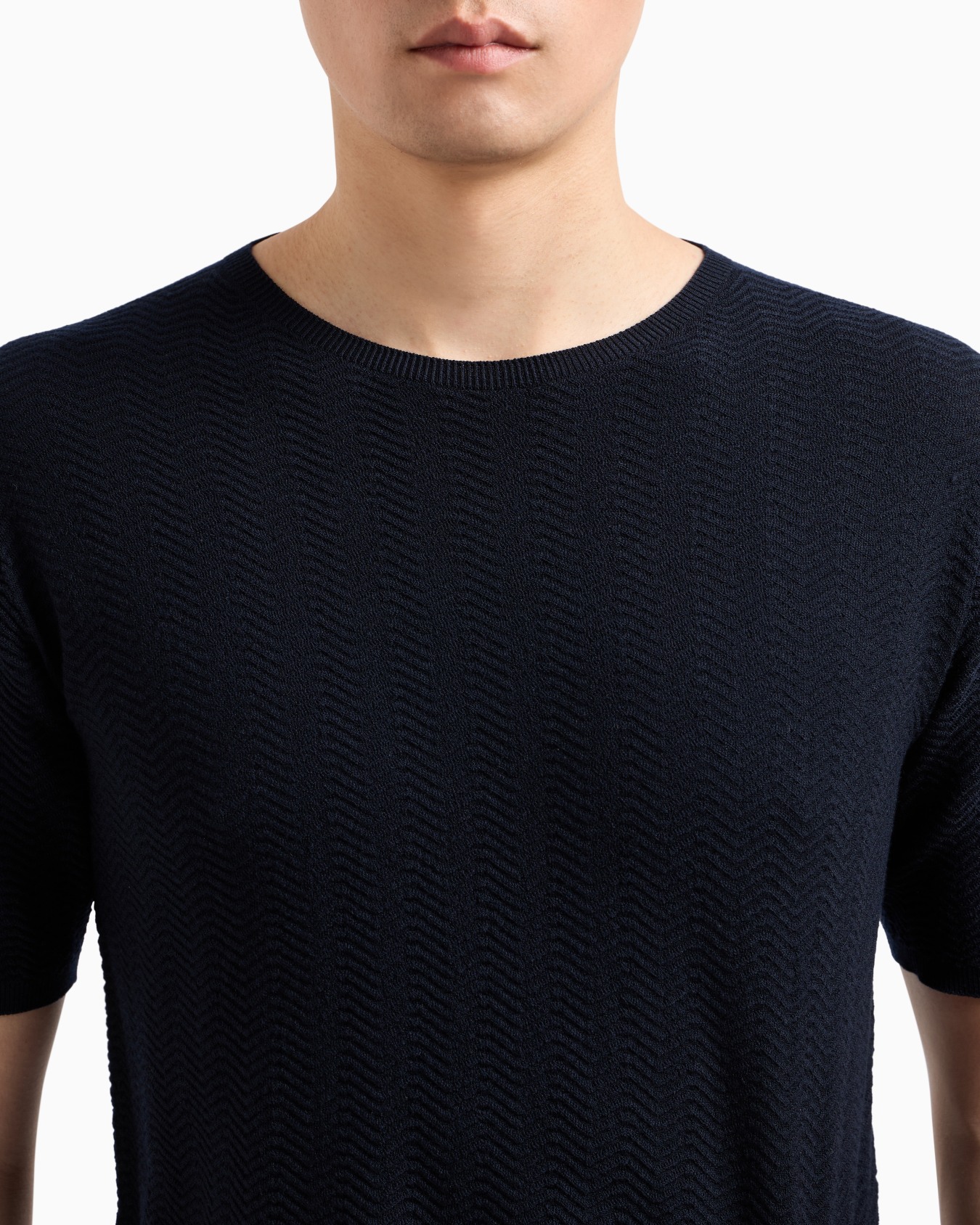 Chevron virgin wool, crew-neck jumper Slide 4