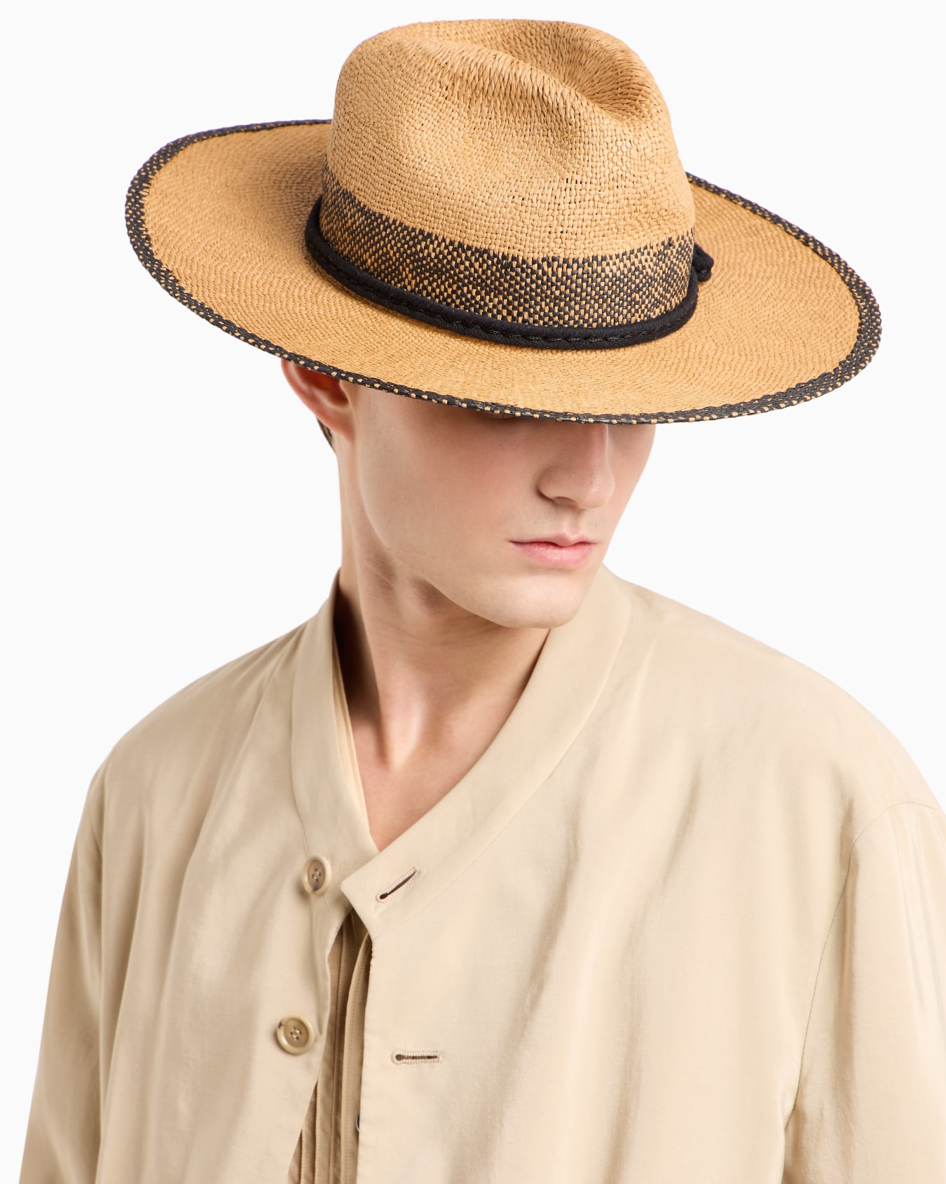 Two-toned, woven hat Slide 2