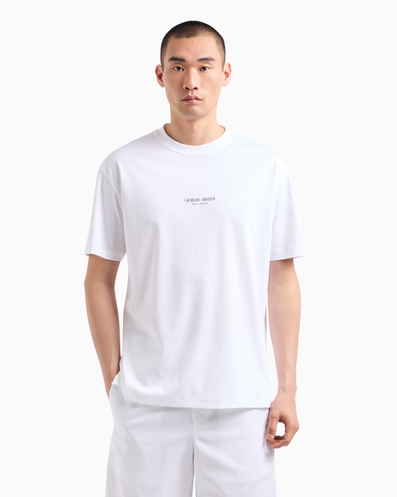 T-shirt ras-du-cou en interlock de coton Diapositive 3
