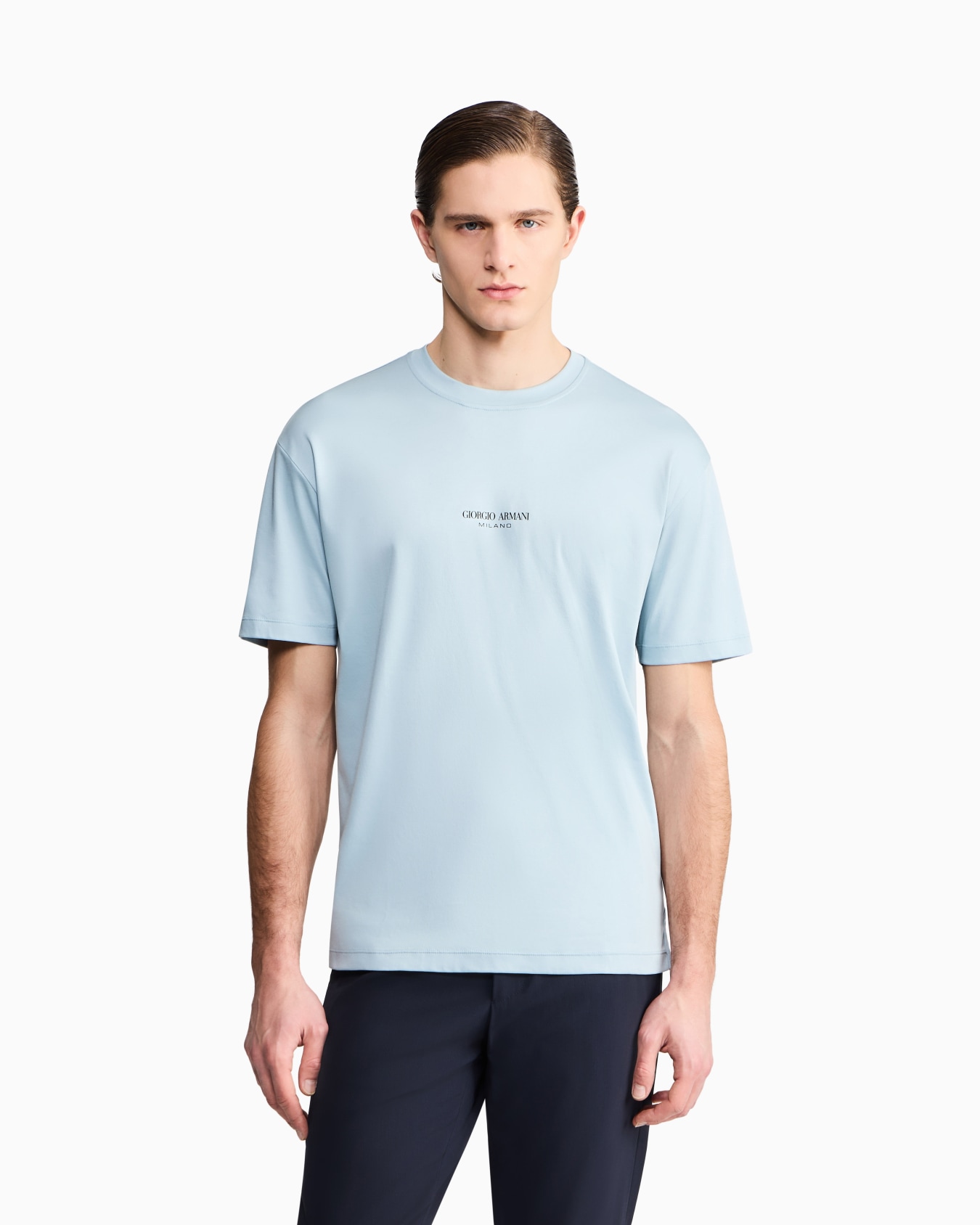 T-shirt girocollo in interlock di cotone Slide 3