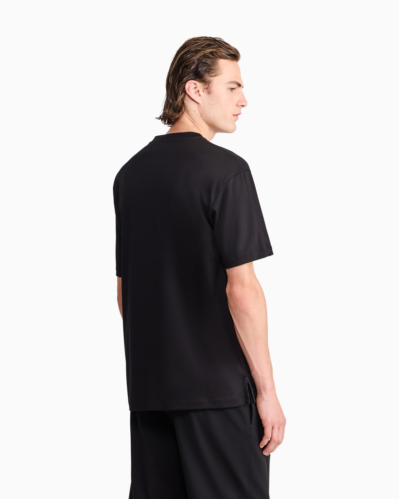 Cotton crew neck t-shirt in interlock with logo  Slide 5