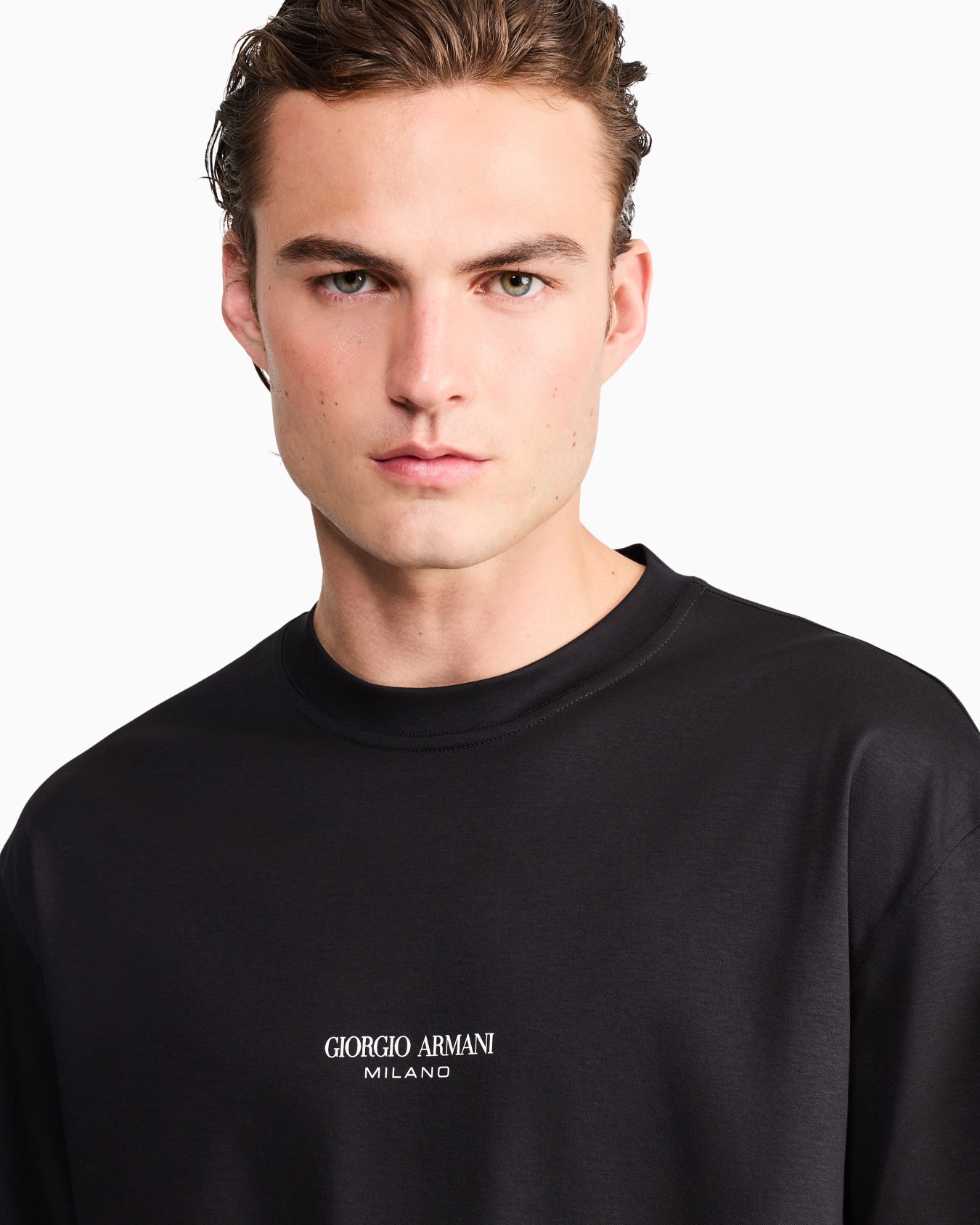 Cotton crew neck t-shirt in interlock with logo  Slide 6