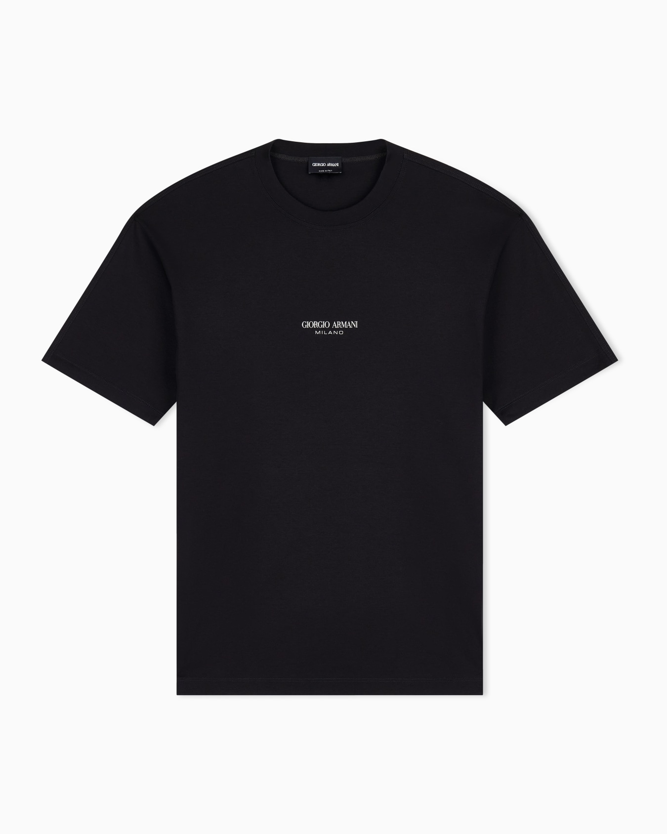 Cotton crew neck t-shirt in interlock with logo  Slide 0