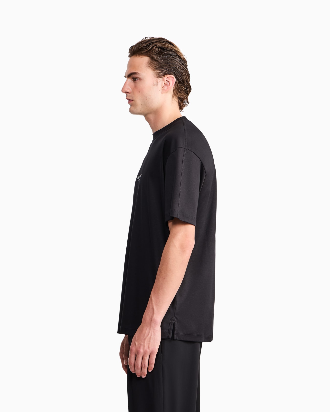 Cotton crew neck t-shirt in interlock with logo  Slide 7