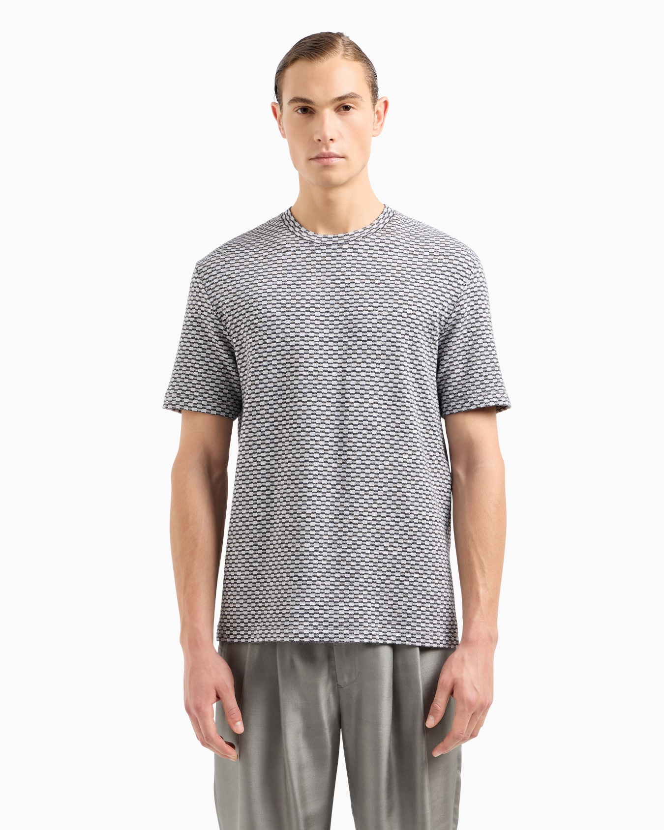 Viscose jacquard jersey crew-neck T-shirt Slide 4