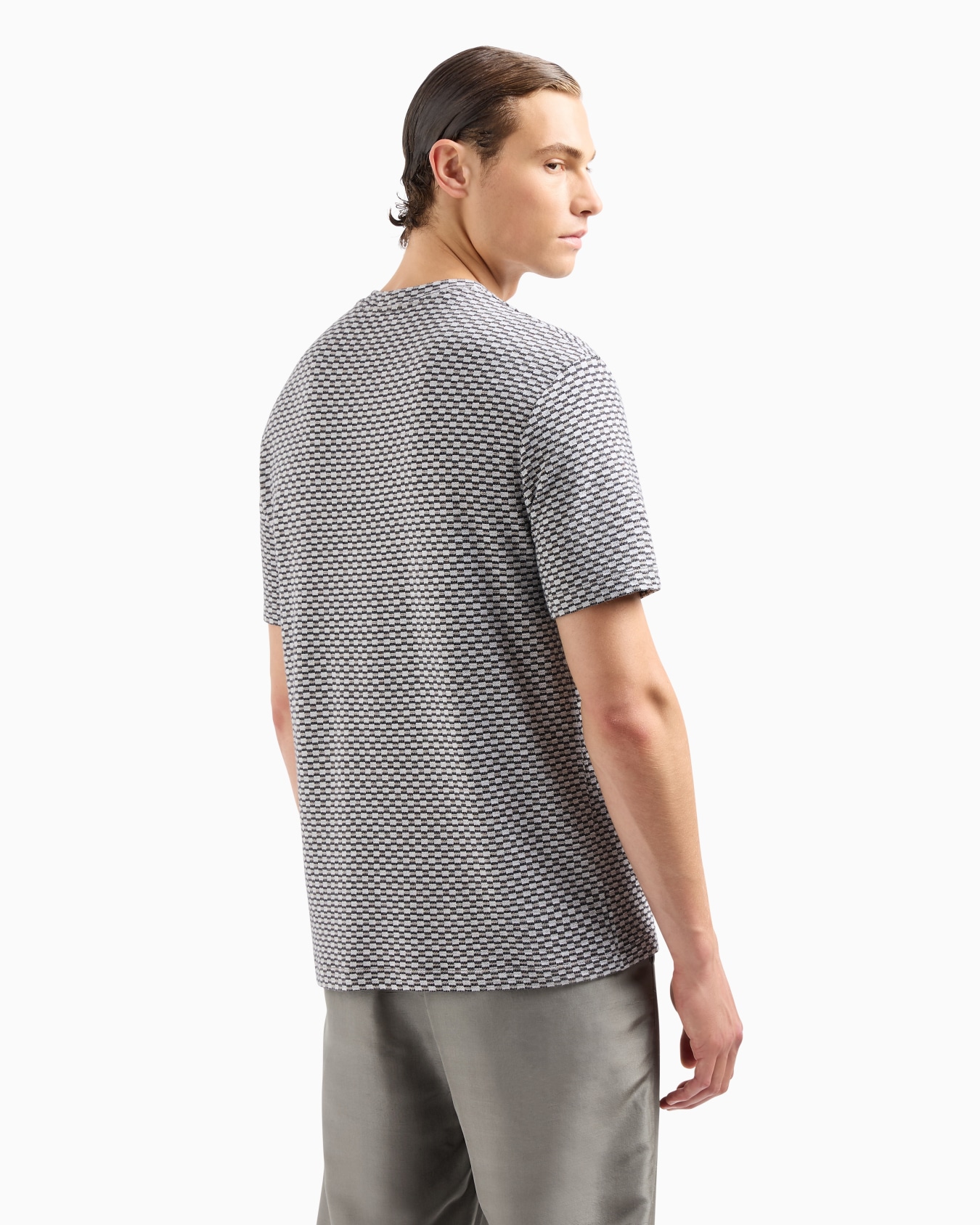 Viscose jacquard jersey crew-neck T-shirt Slide 3
