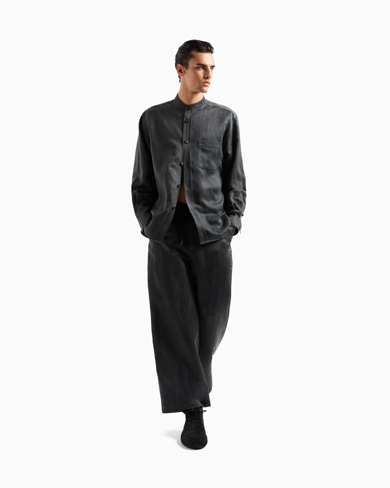Shirt jacket in Lyocell and linen canvas Slide 2