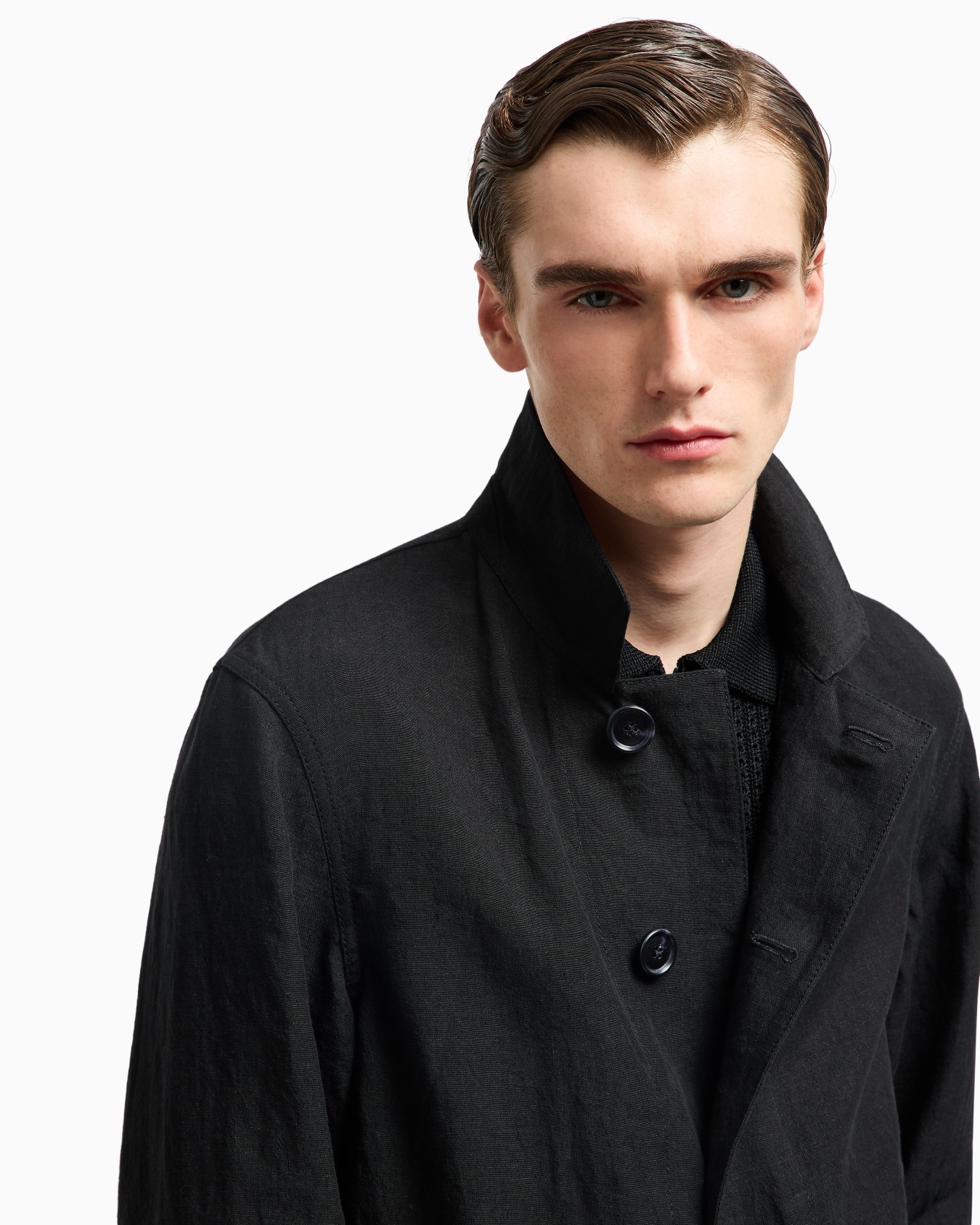 Pure linen, single-breasted jacket Slide 4