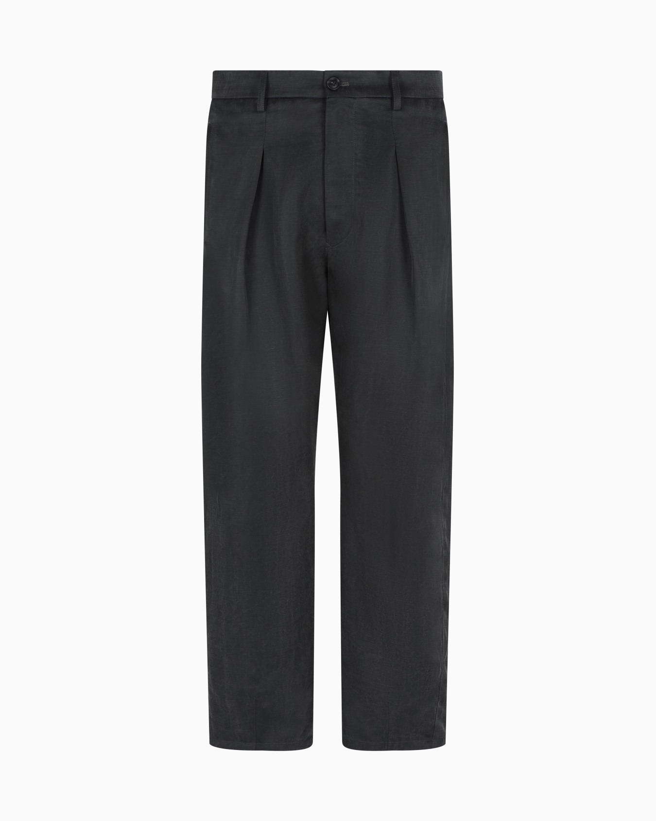 Pantalon à une pince en toile de lyocell et lin effet délavé Diapositive 0