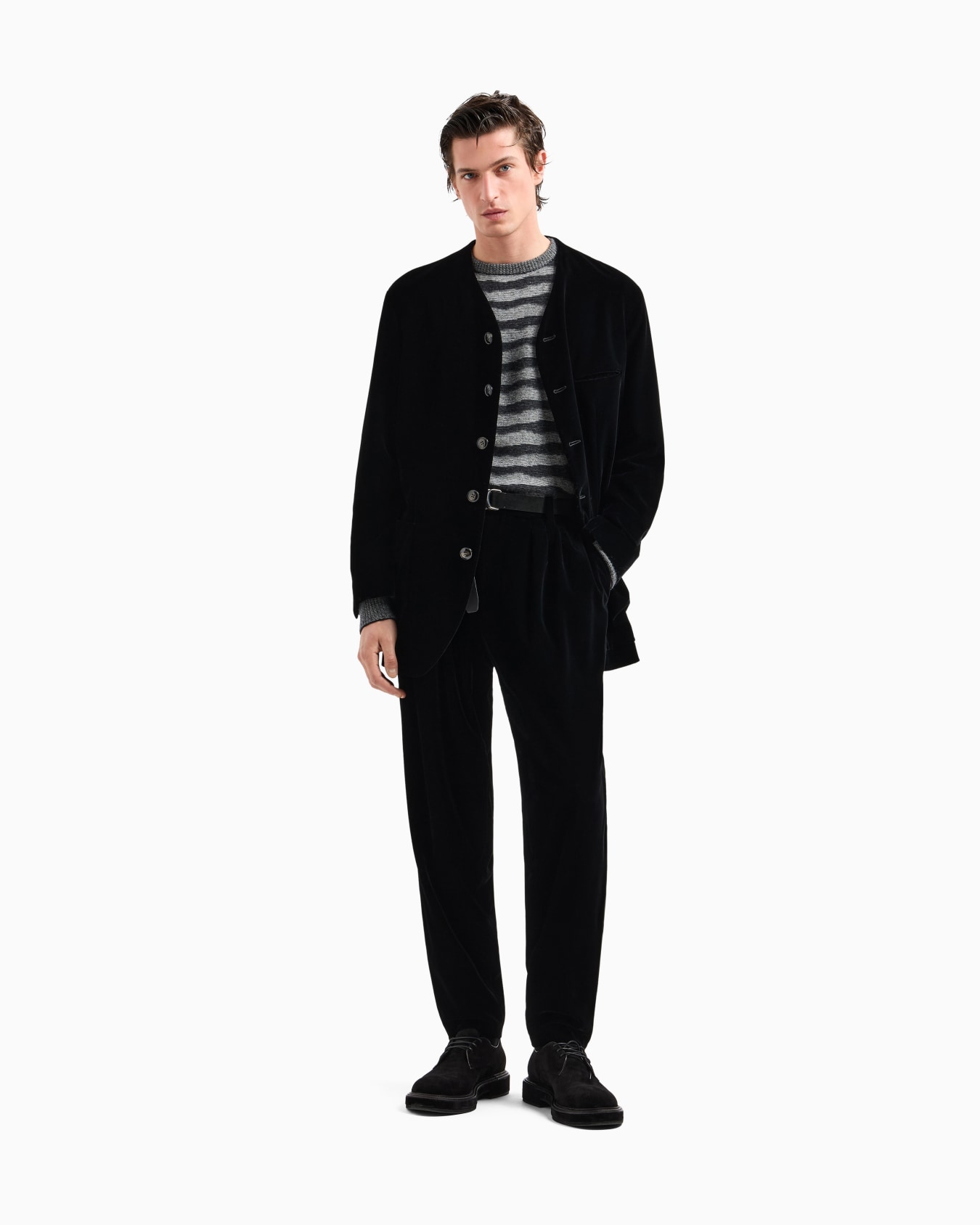 Double-darted velvet trousers Slide 1