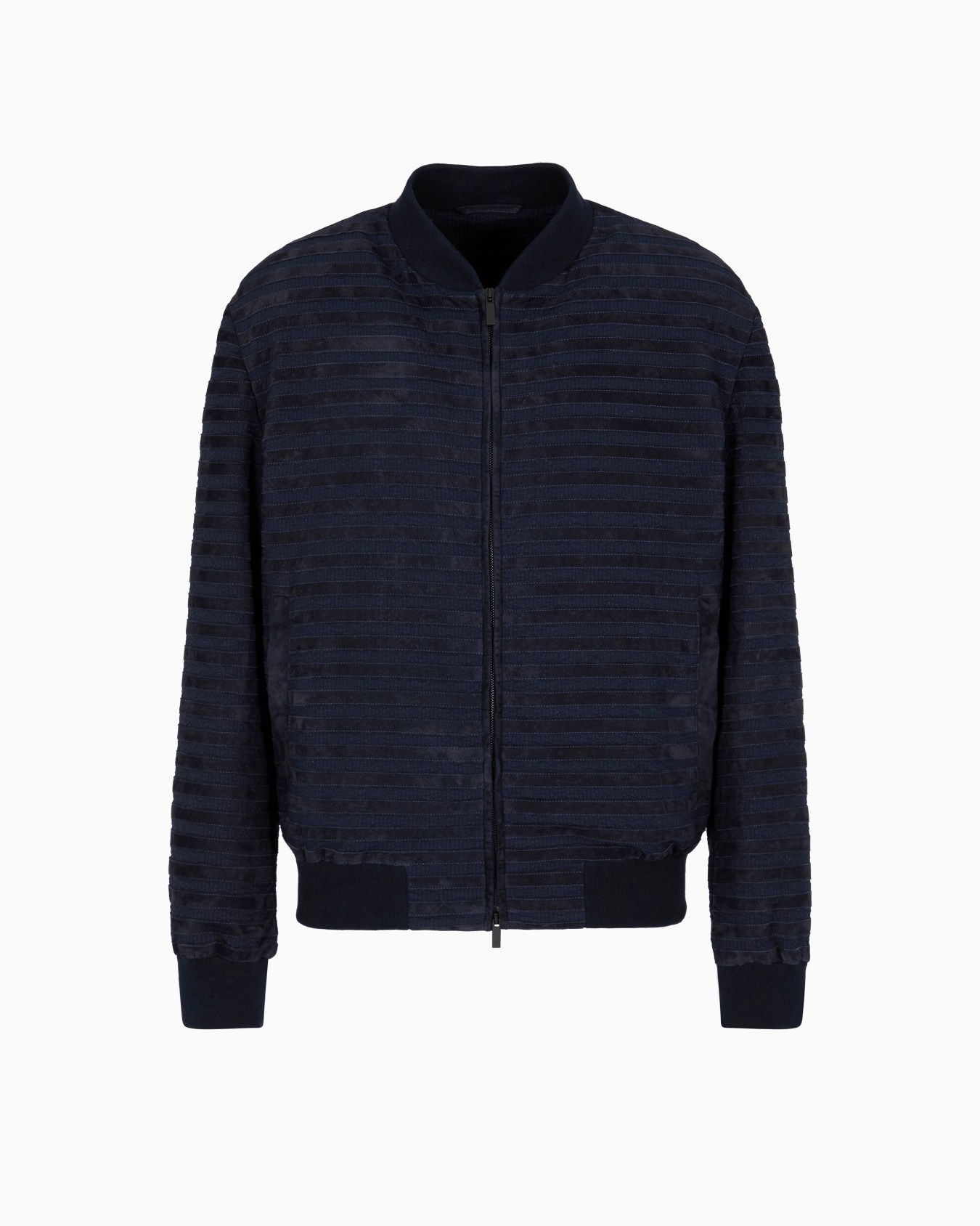 Seersucker blouson with suede inserts Slide 0