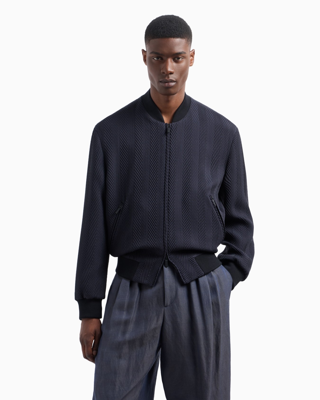 Chevron quilted silk-blend blouson Slide 4