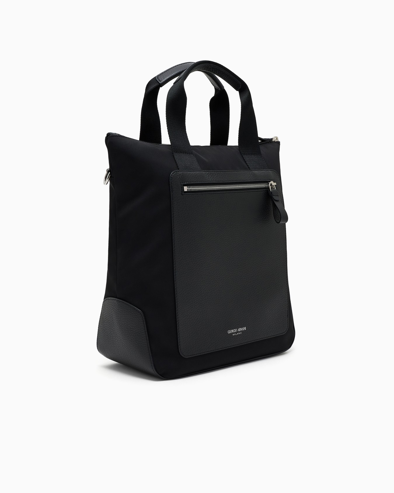 Small shopper bag in recycled nylon and pebbled leather Slide 1