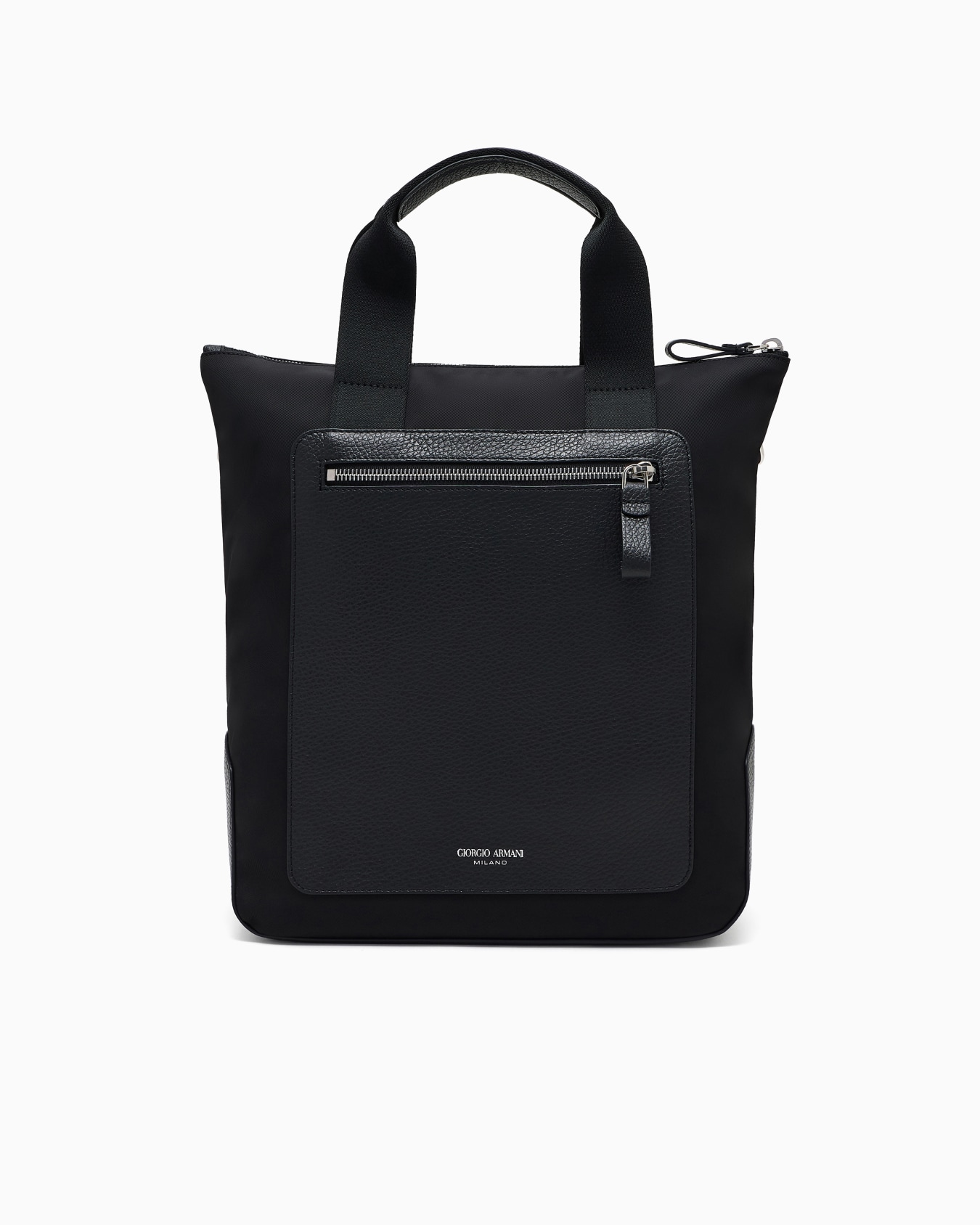 Small shopper bag in recycled nylon and pebbled leather Slide 0