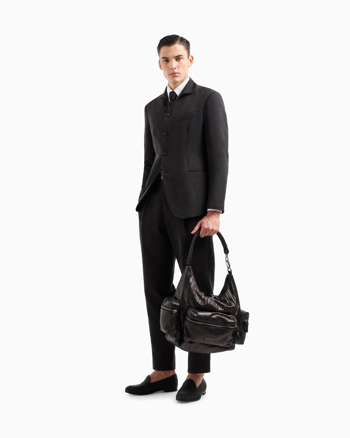 Veste à simple boutonnage en canneté de soie lavée Diapositive 2
