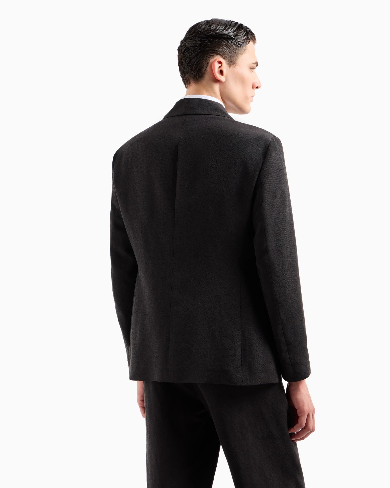 Veste à simple boutonnage en canneté de soie lavée Diapositive 3