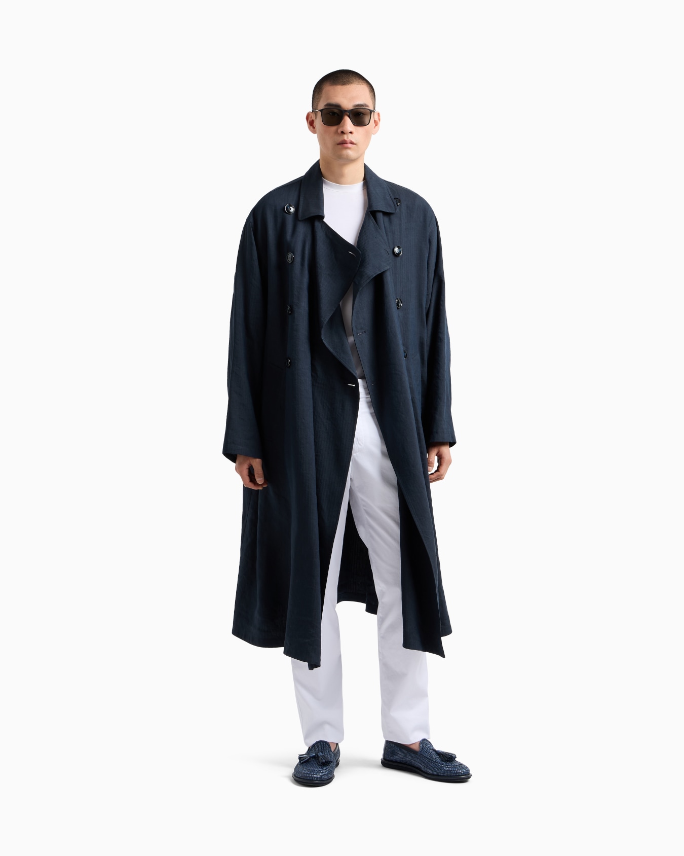 Flat-front trousers in stretch-cotton gabardine Slide 1