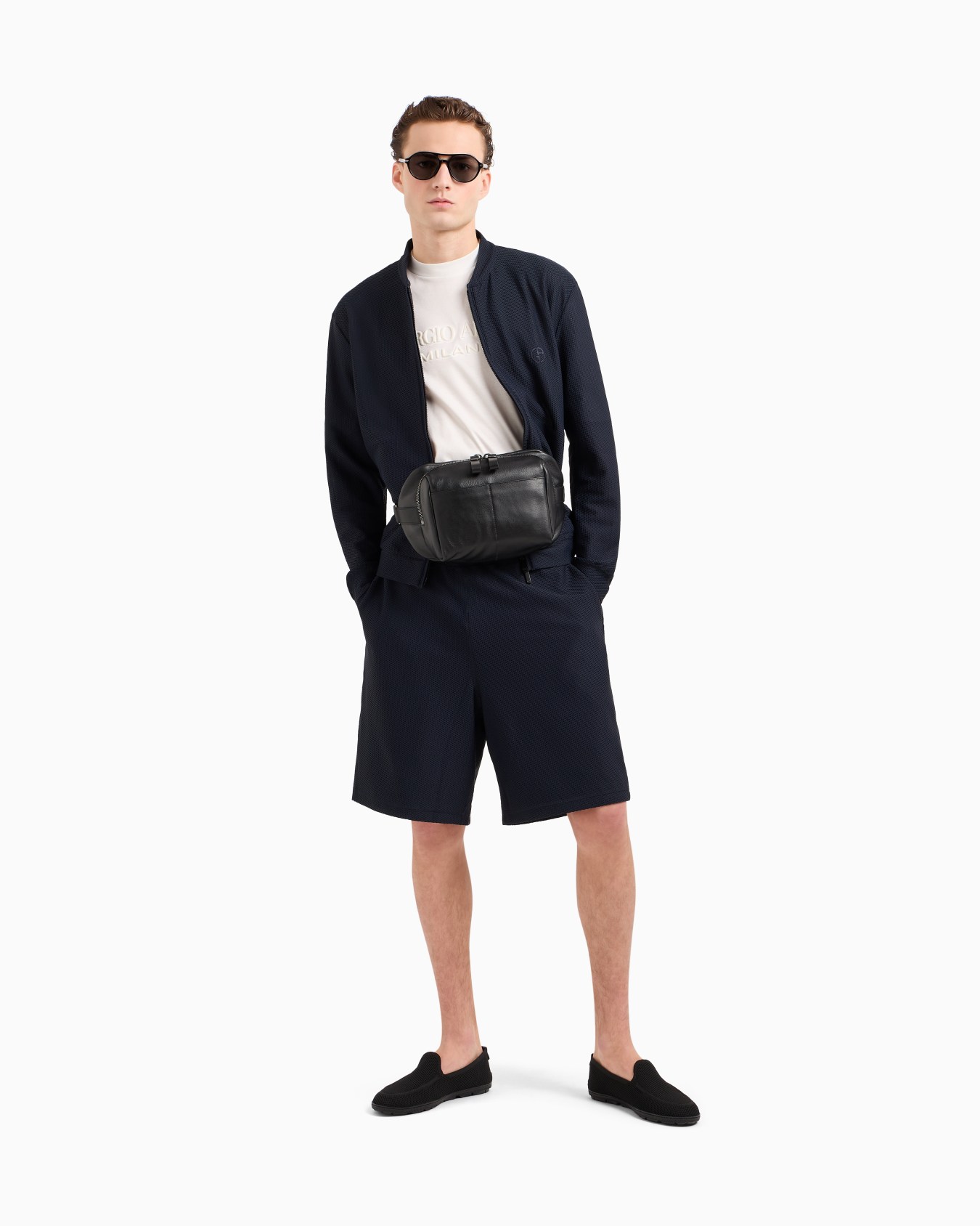 Bermuda shorts in technical waffle fabric Slide 1