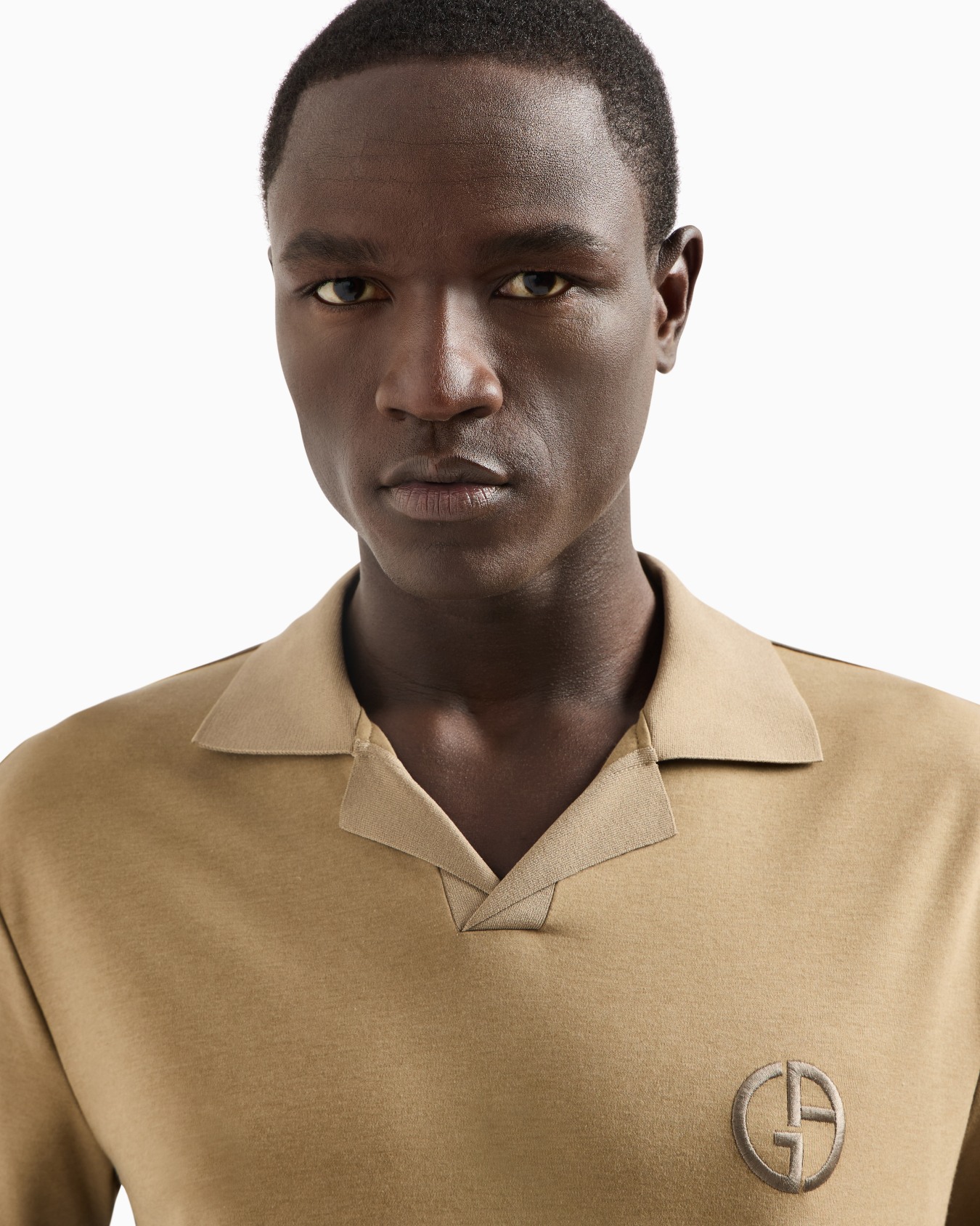 Short-sleeved polo shirt in cotton and cashmere interlock Slide 4