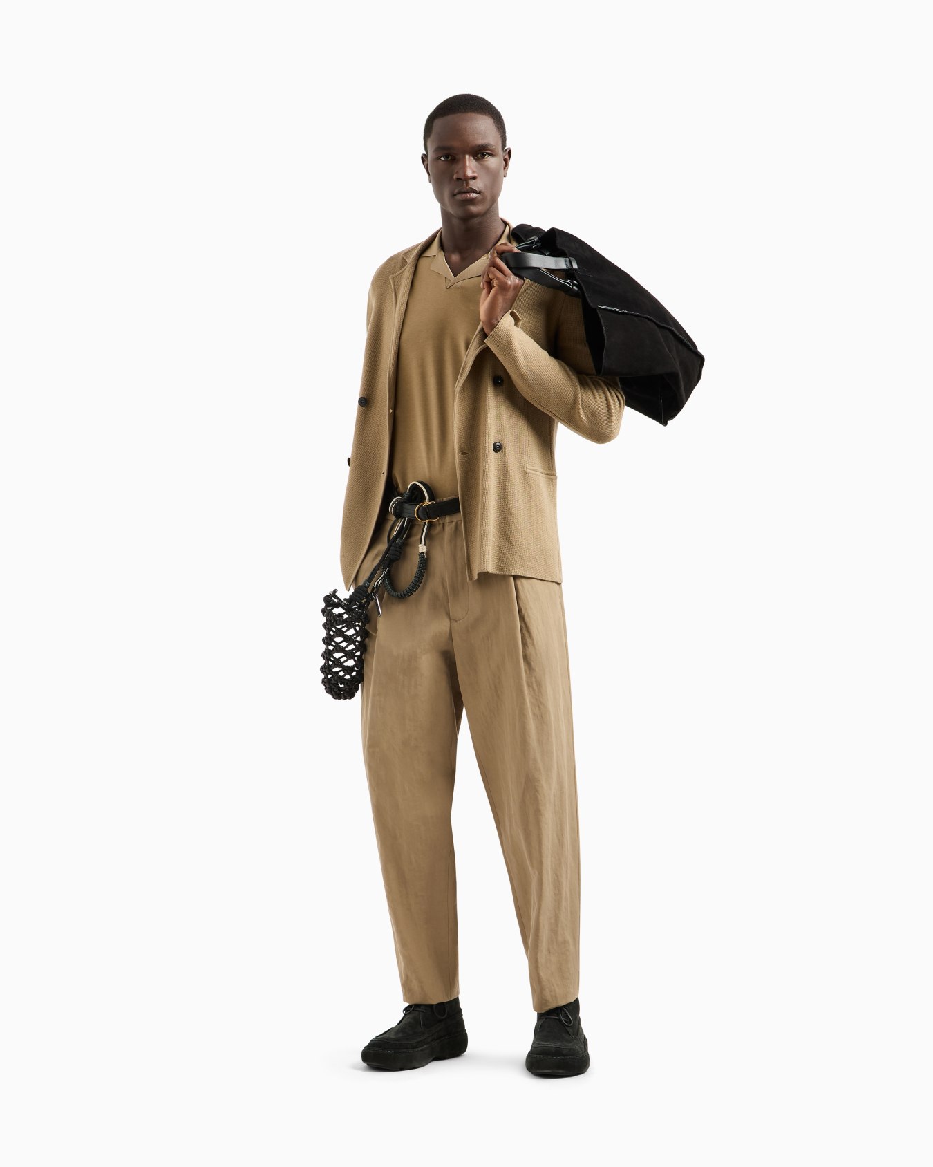 Short-sleeved polo shirt in cotton and cashmere interlock Slide 1