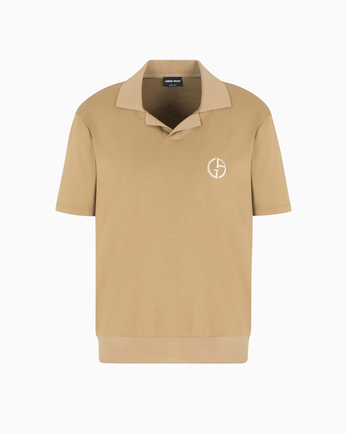 Short-sleeved polo shirt in cotton and cashmere interlock Slide 0