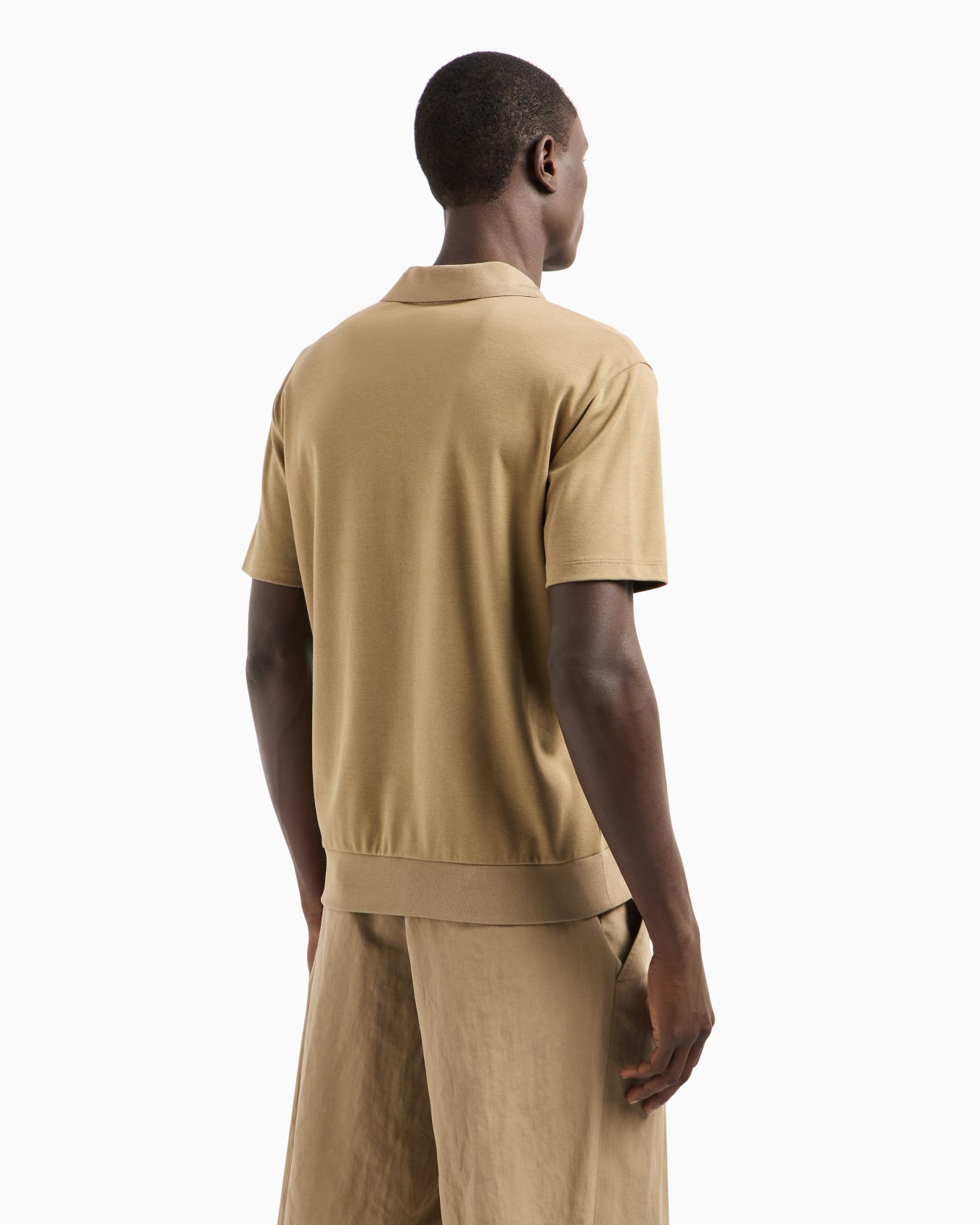 Short-sleeved polo shirt in cotton and cashmere interlock Slide 2