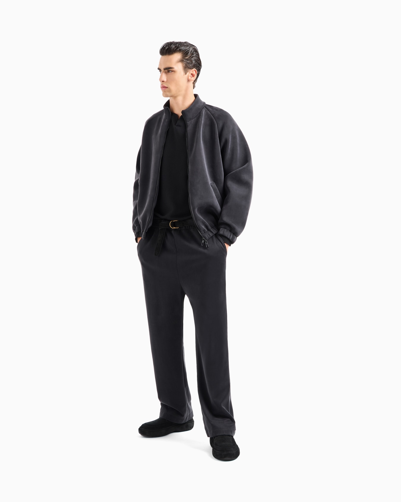 Stretch cotton and cupro blouson Slide 2