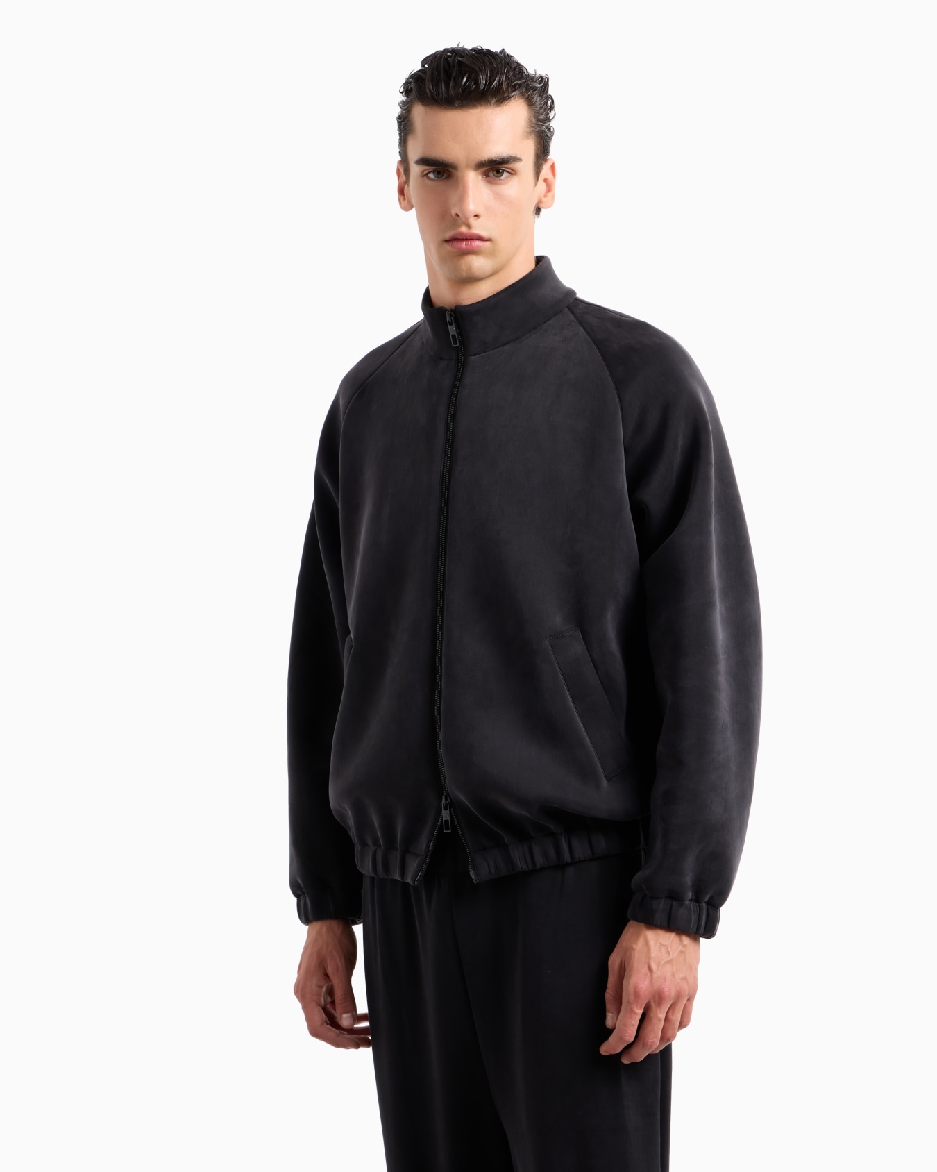 Stretch cotton and cupro blouson Slide 4