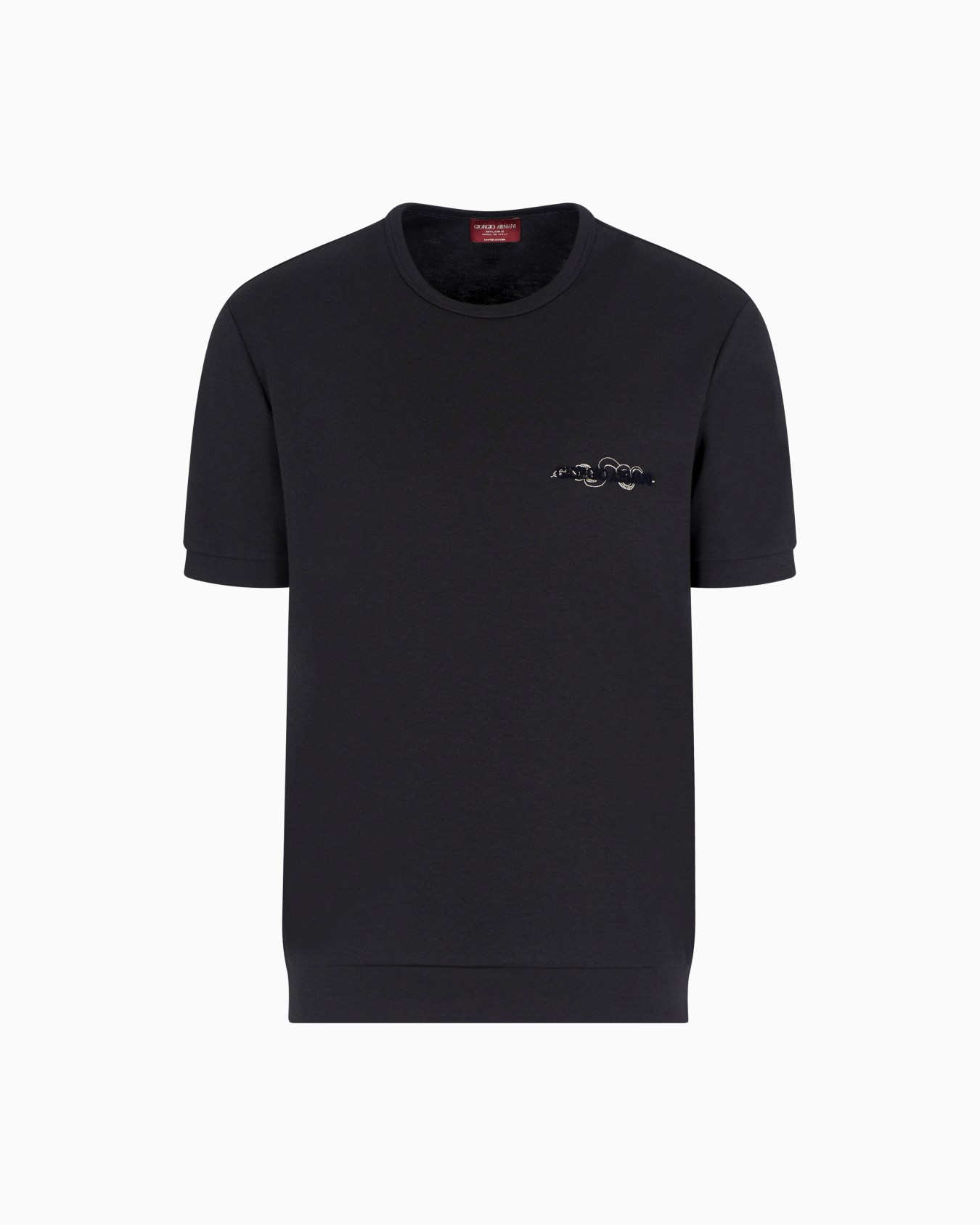 コットンとシルクのクルーネックTシャツ スライドする 0