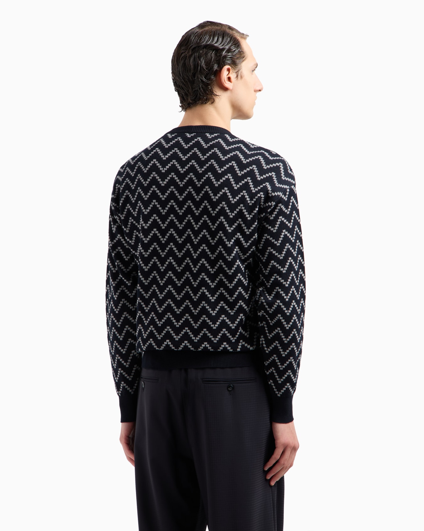 Pull ras-du-cou en coton et cachemire jacquard Diapositive 2