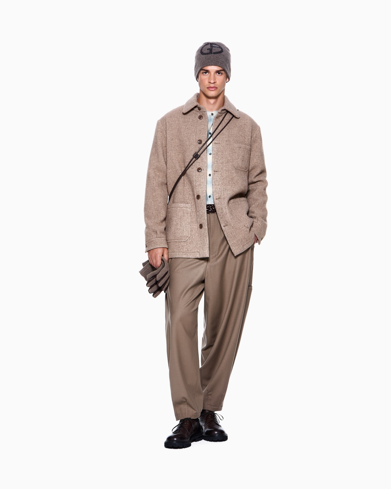 Pantaloni flat front in panno leggero di lana Slide 1