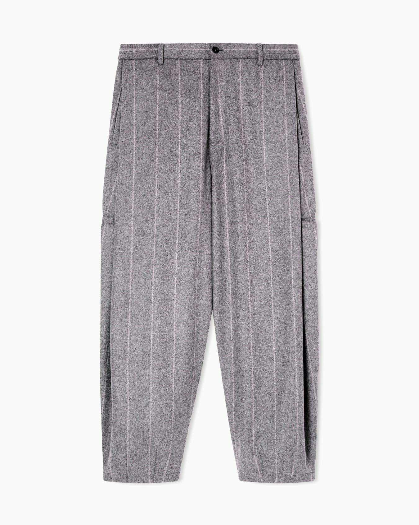 Pantalon sans pince en tissu de laine à fines rayures Diapositive 0