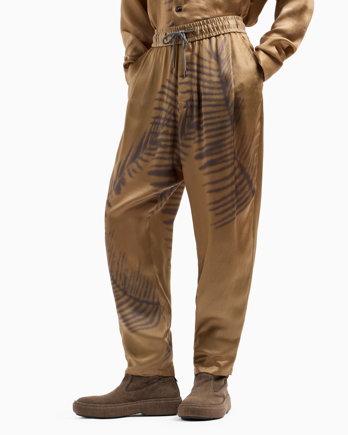Pantalones con cordón en la cintura de cupro estampado Diapositiva 3